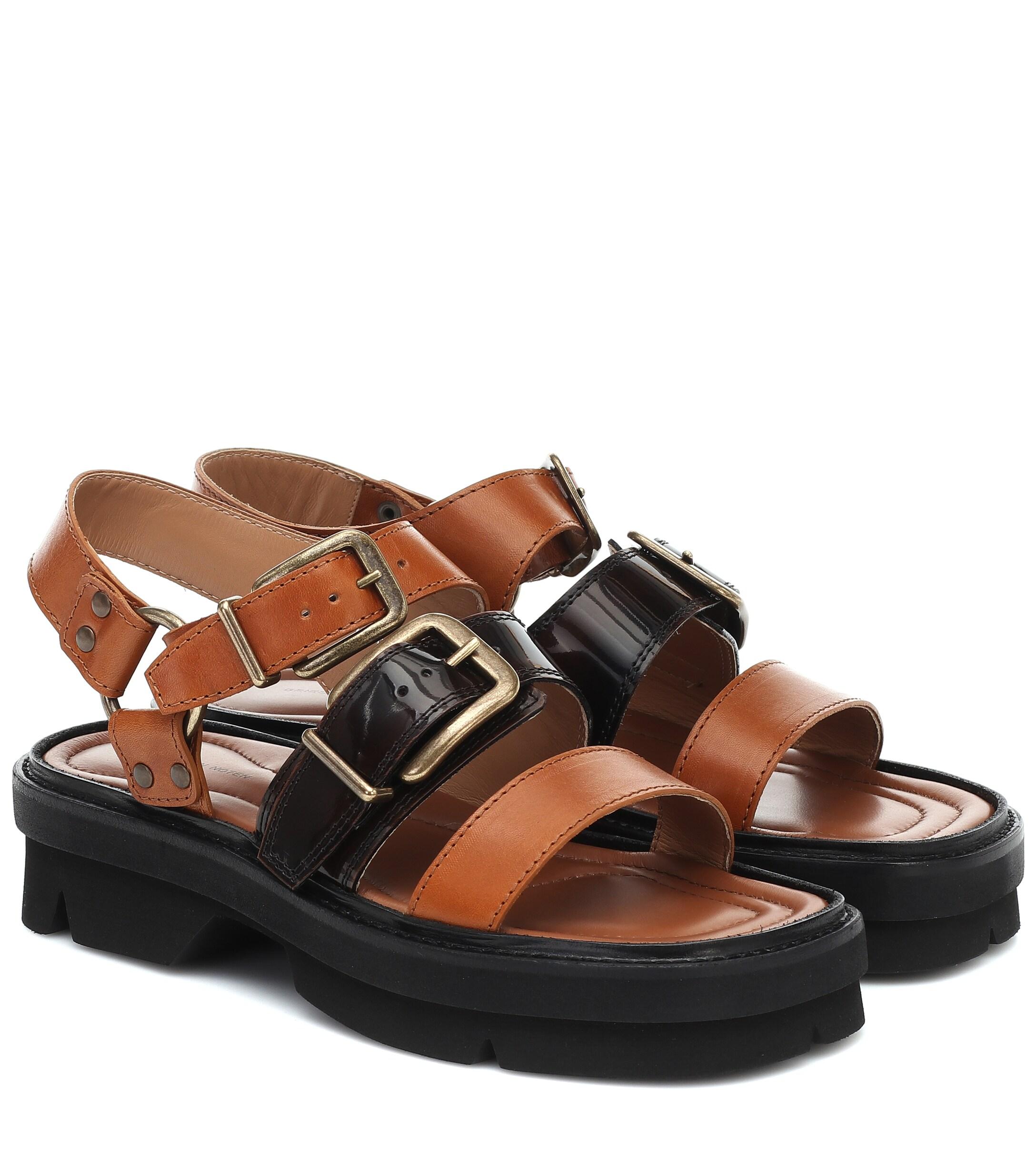 dries van noten leather and grosgrain sandals