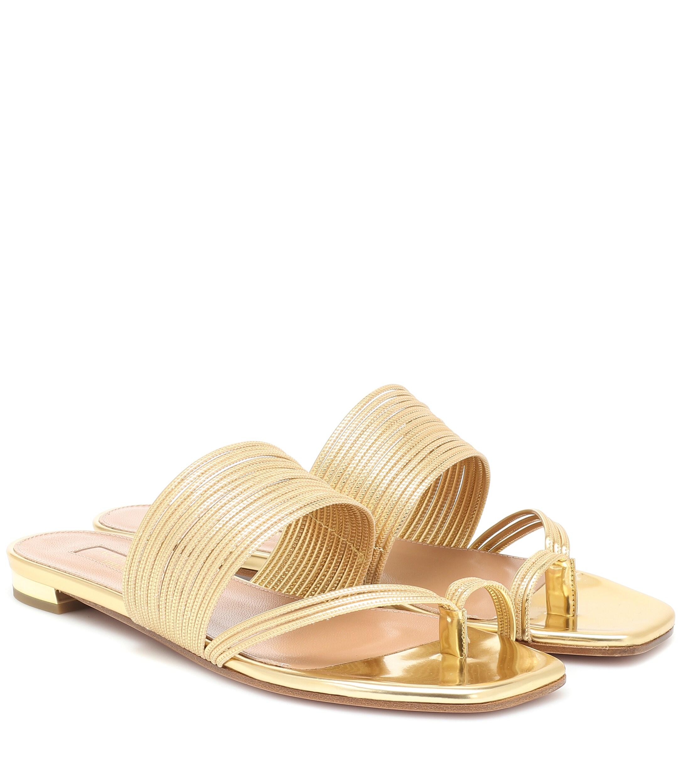 Aquazzura Sunny Metallic Leather Sandals - Lyst