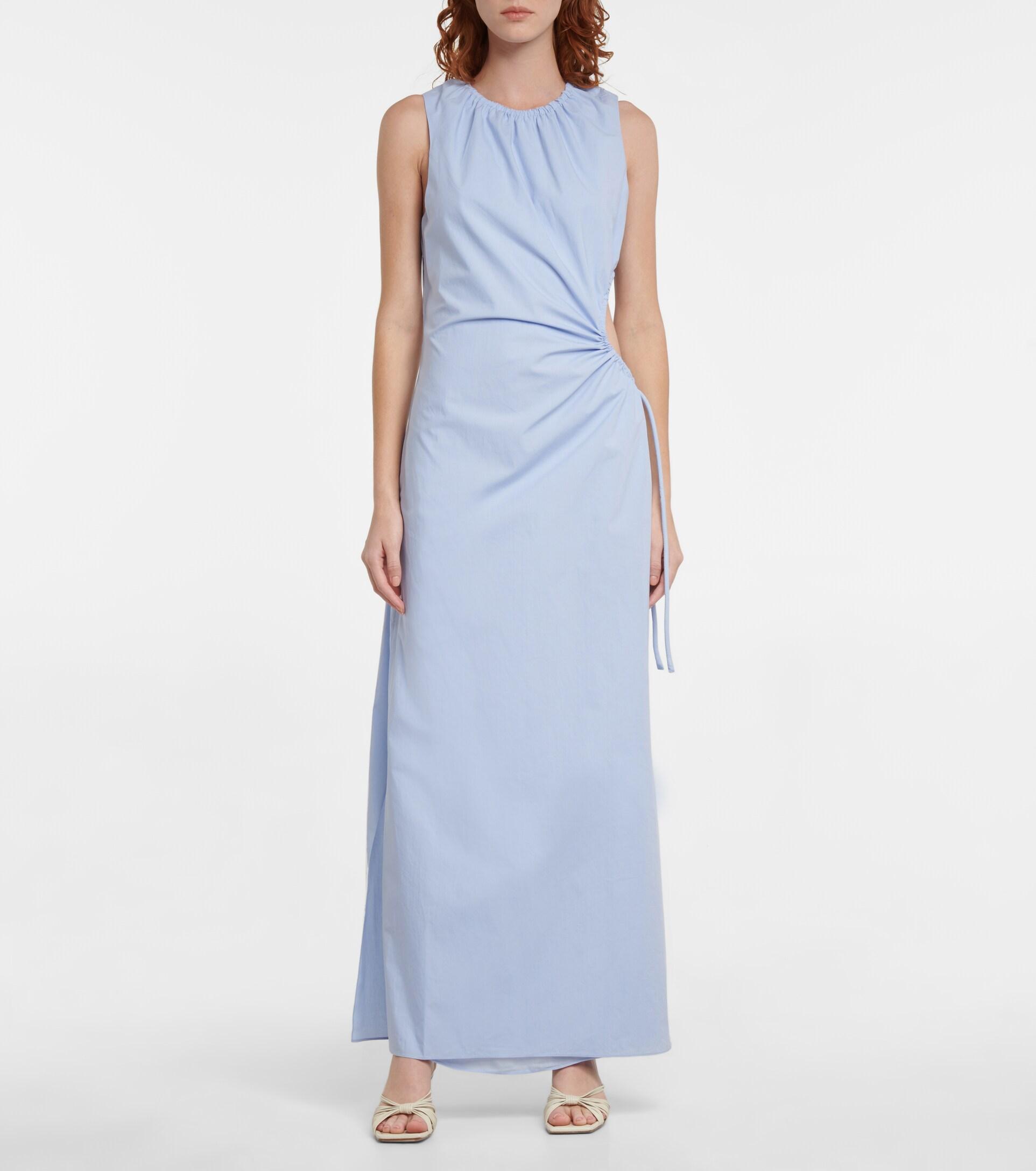 Sir. The Label Ilkin Asymmetric Cotton Maxi Dress in Blue | Lyst