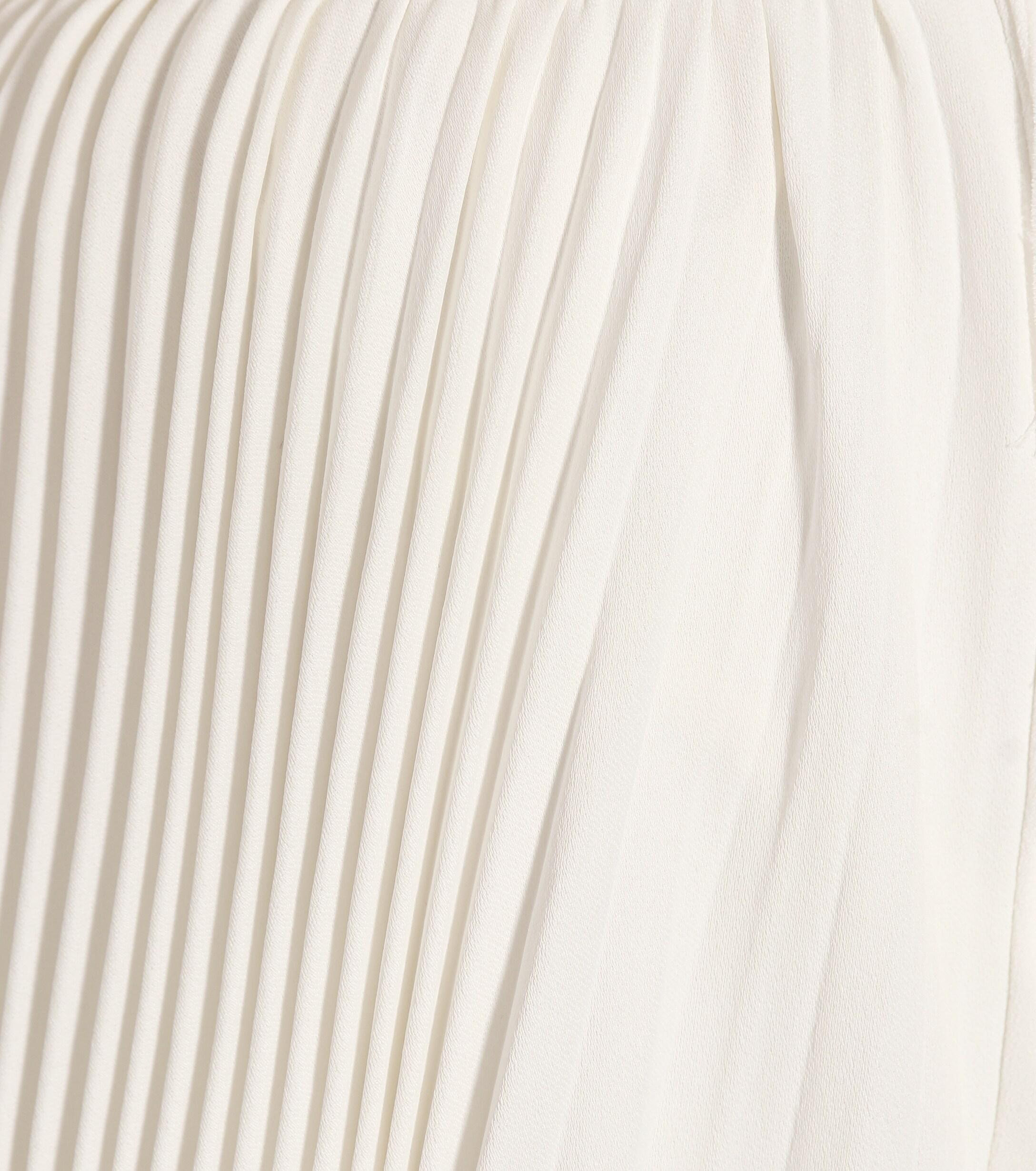 Khaite Charlotte Pleated Satin Midi Skirt in Ivory (White) - Lyst
