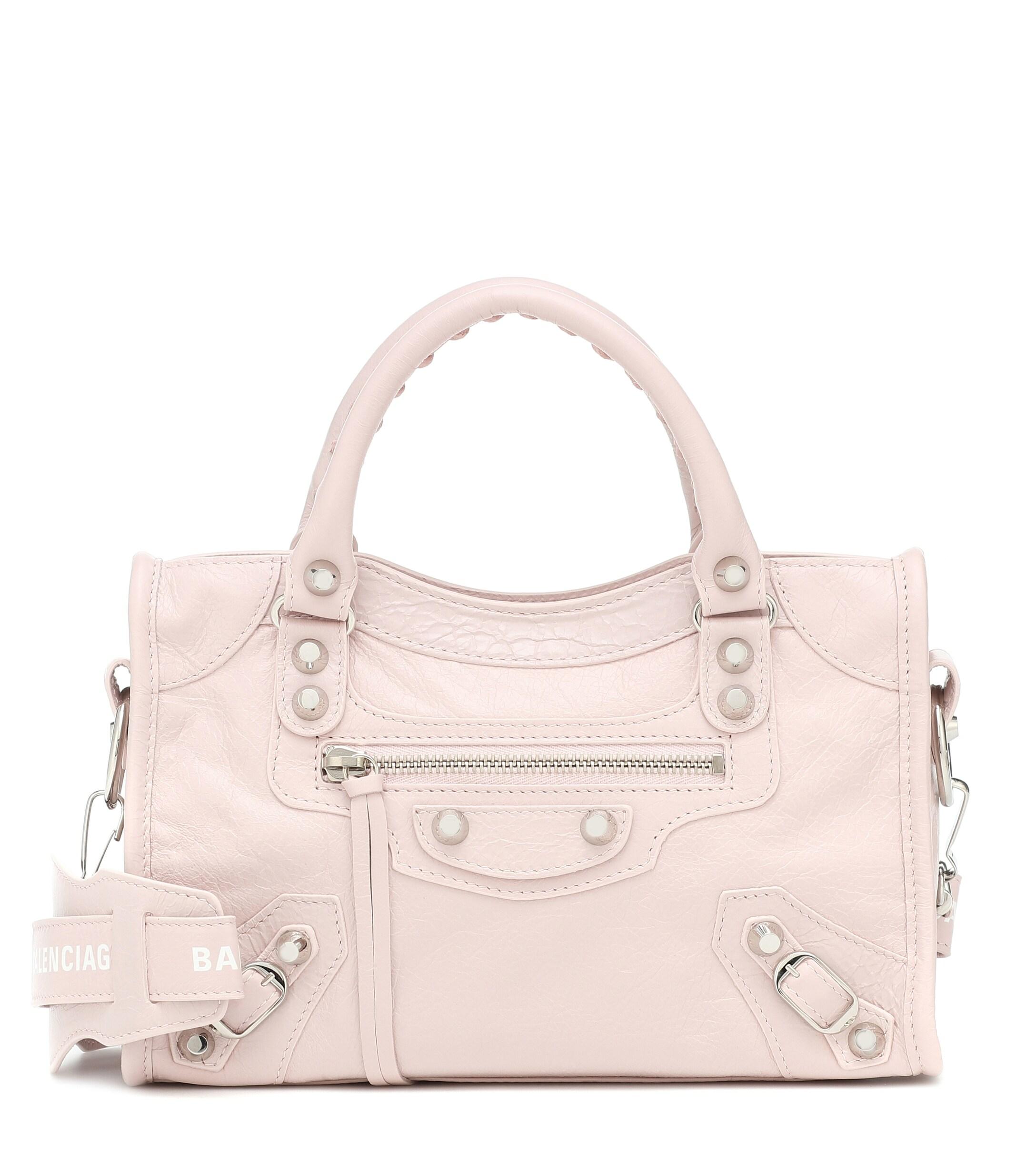 City Mini Leather Tote in Pink