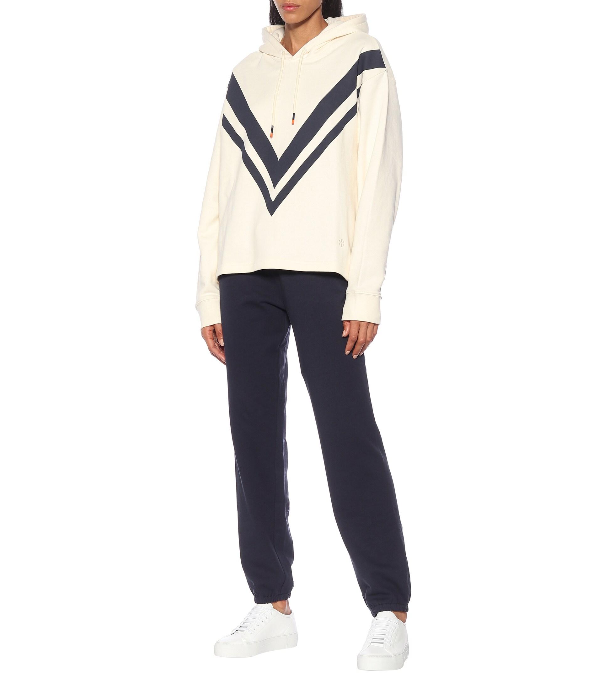 Tory Sport French Terry Chevron Hoodie in White | Lyst