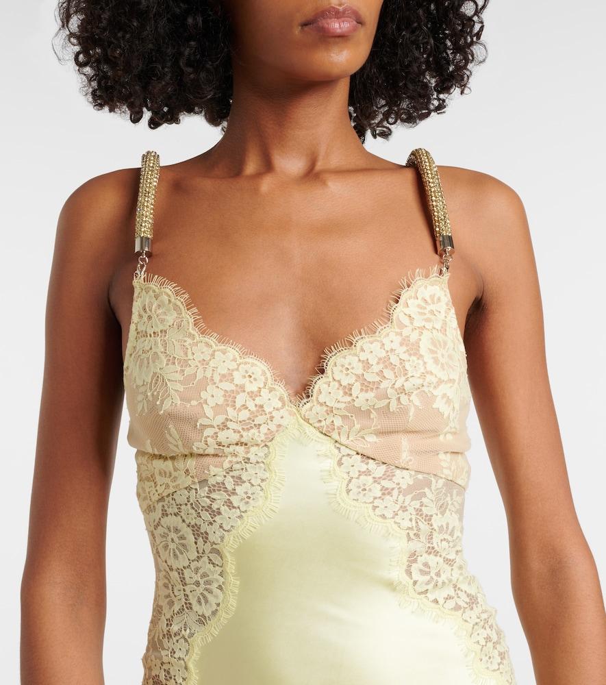 Self-Portrait X Christopher Kane Lace-Trimmed Satin Maxi Dress in White |  Lyst