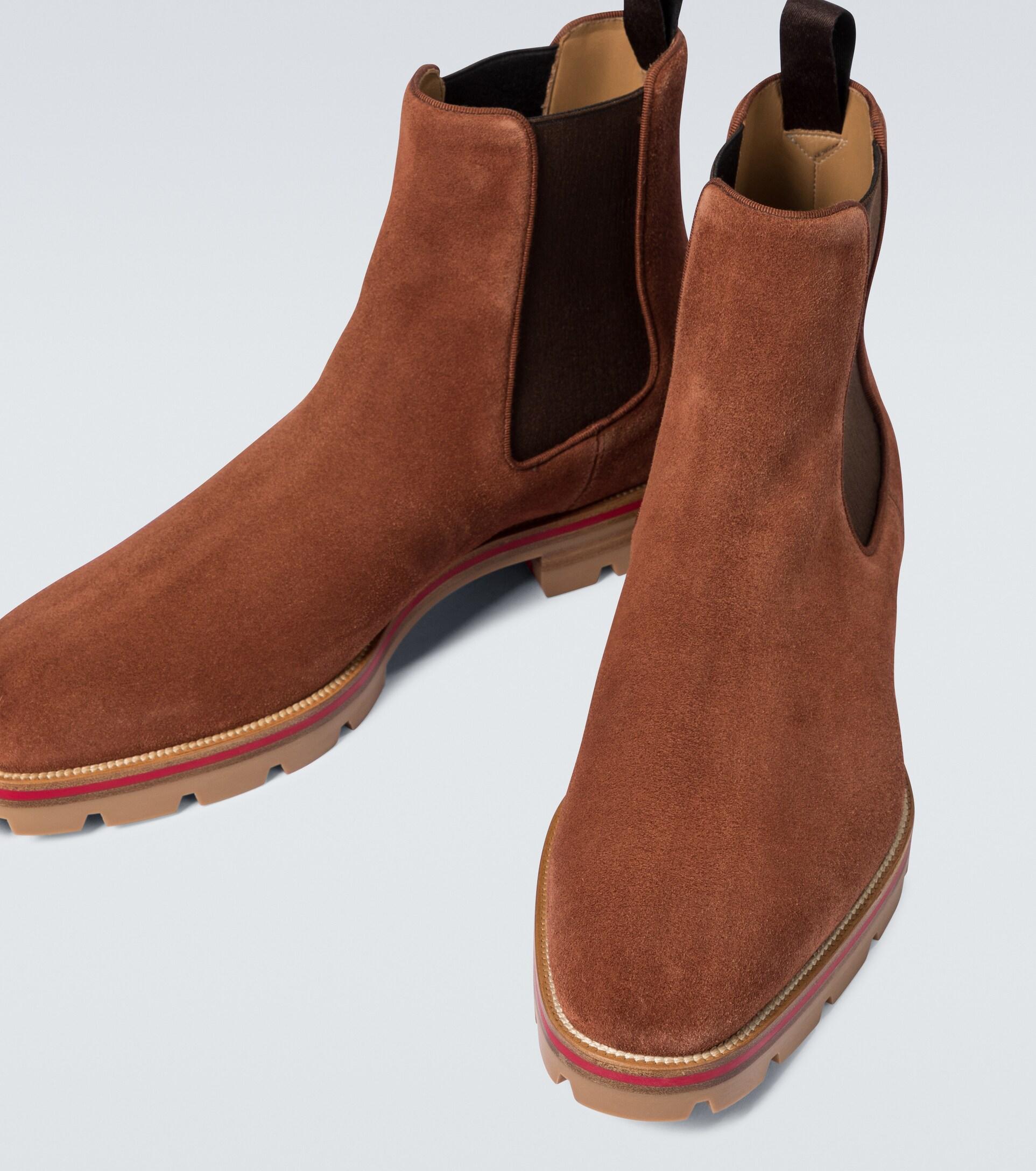 Christian Louboutin Alpinono Suede Chelsea Boots in Brown for Men | Lyst