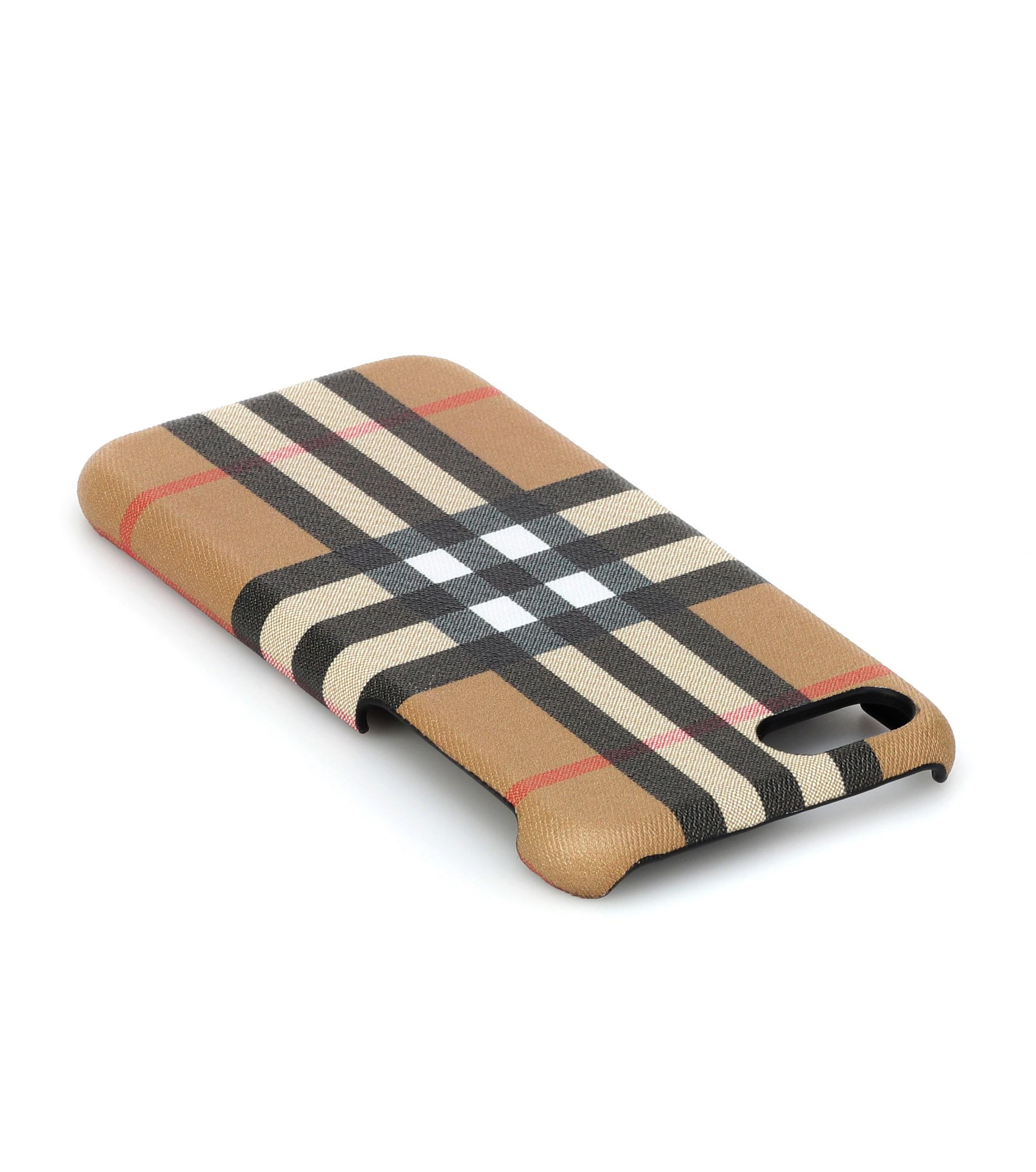 Burberry Checked Leather Iphone 8 Case in Natural | Lyst