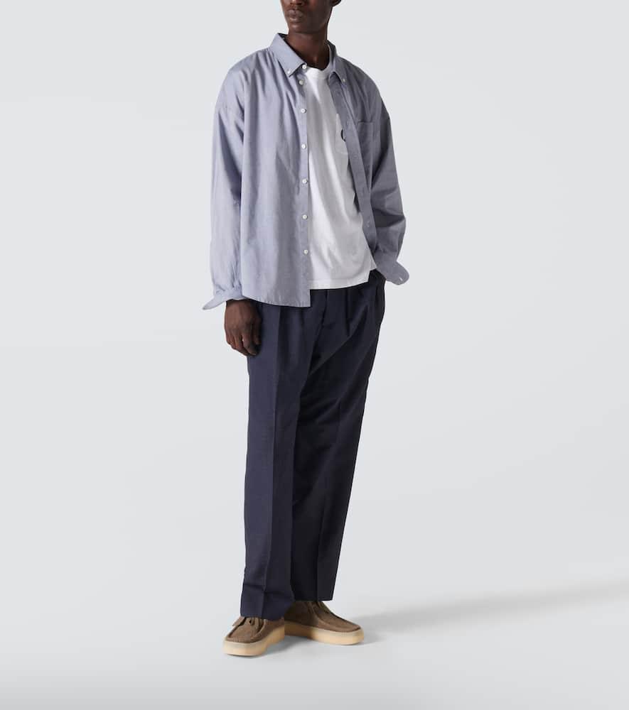 Visvim Hakama Wool, Linen, And Silk Straight Pants in Blue Visvim Hakama Wool, Linen, And Silk Straight Pants in Blue