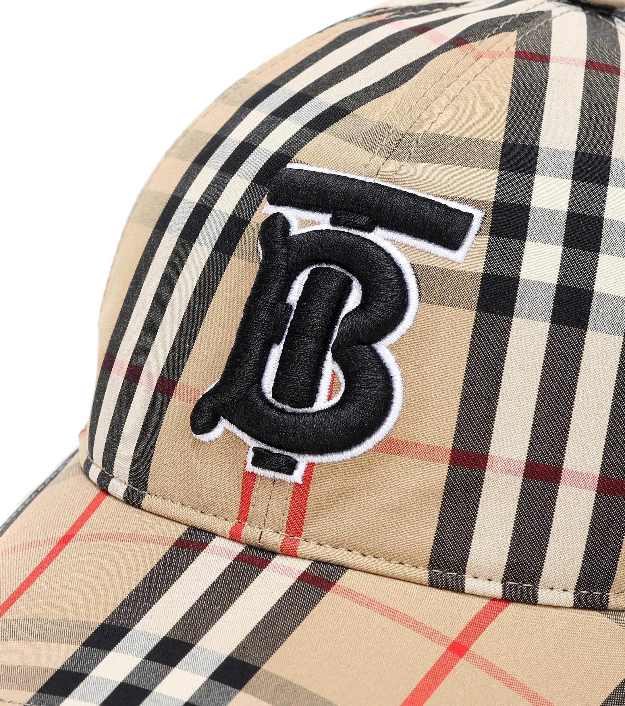 Burberry Tb Vintage Check Cotton Baseball Cap in Beige (Natural) - Lyst