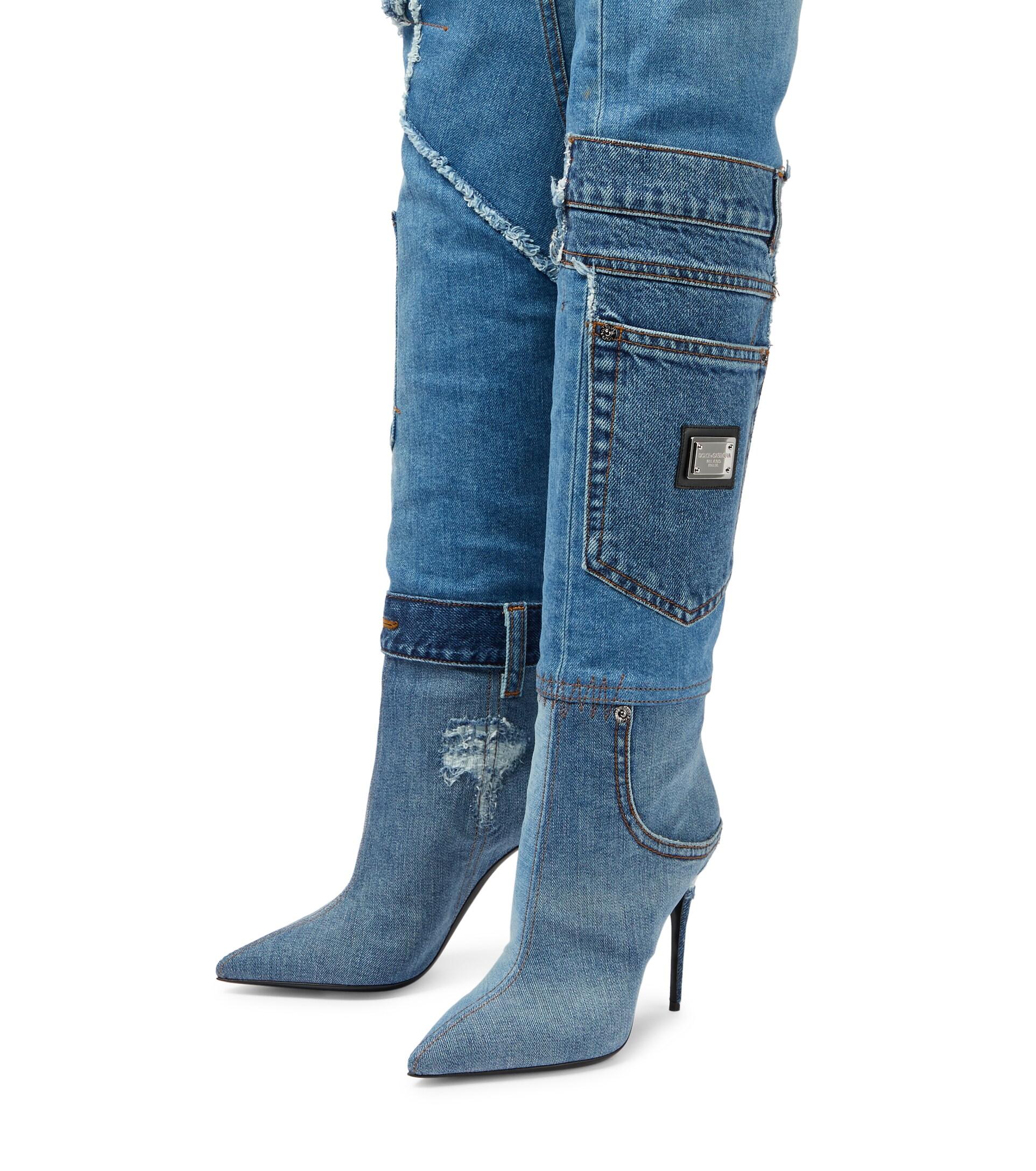 Dolce & Gabbana Cardinale 105 Denim Over-the-knee Boots in Blue | Lyst