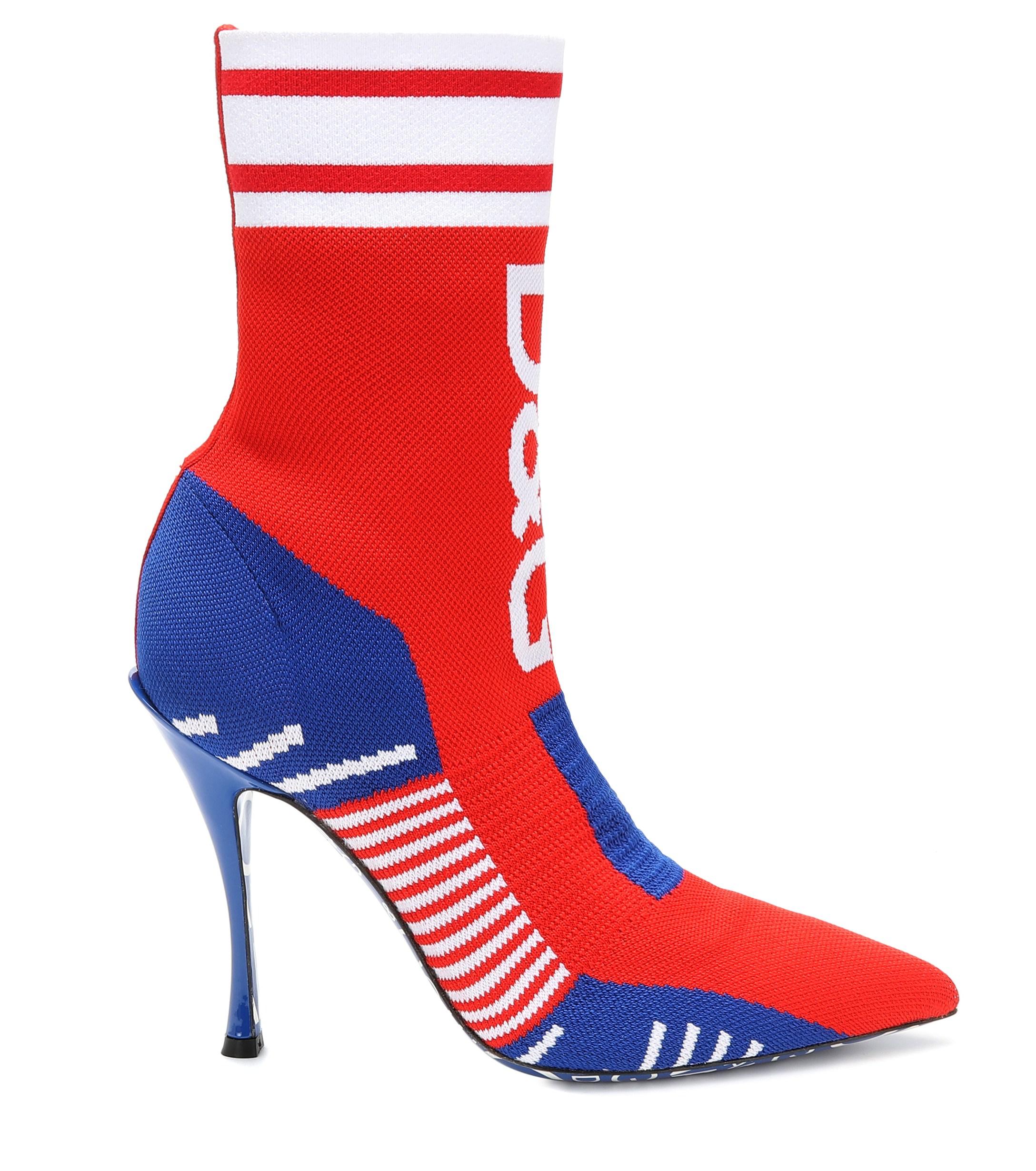 Dolce Gabbana Logo Sock Boot in Red Lyst