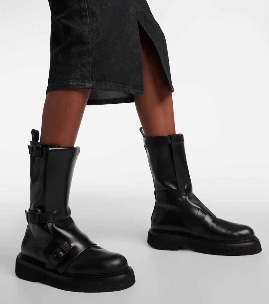 Max Mara Buckles Leather Knee-High Boots in Black Lyst