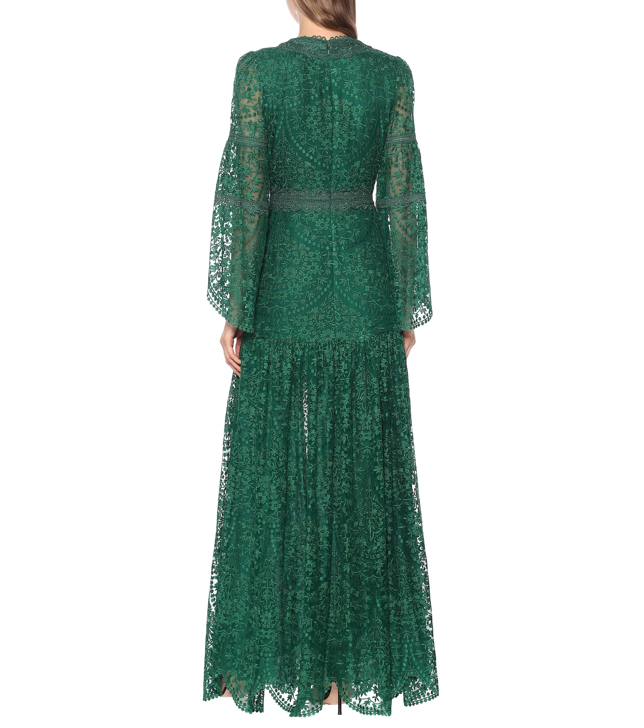 Costarellos Jessile Lace Gown in Green - Lyst
