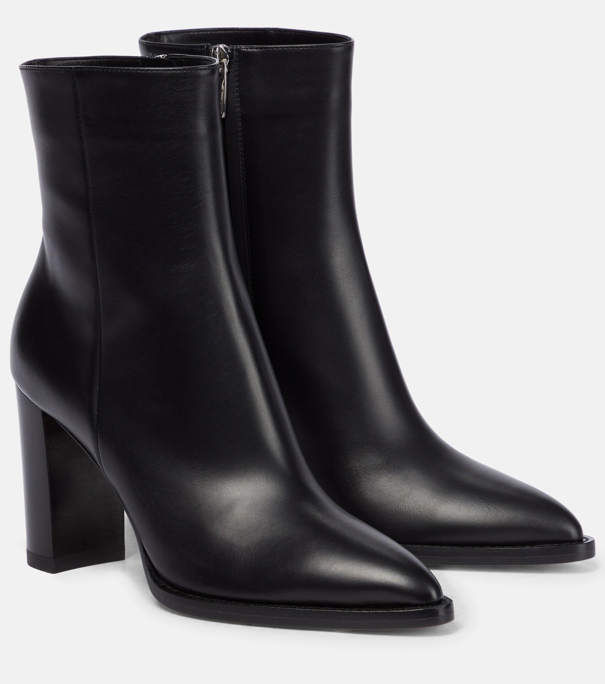 Gianvito Rossi River 85 Leather Ankle Boots in Black | Lyst