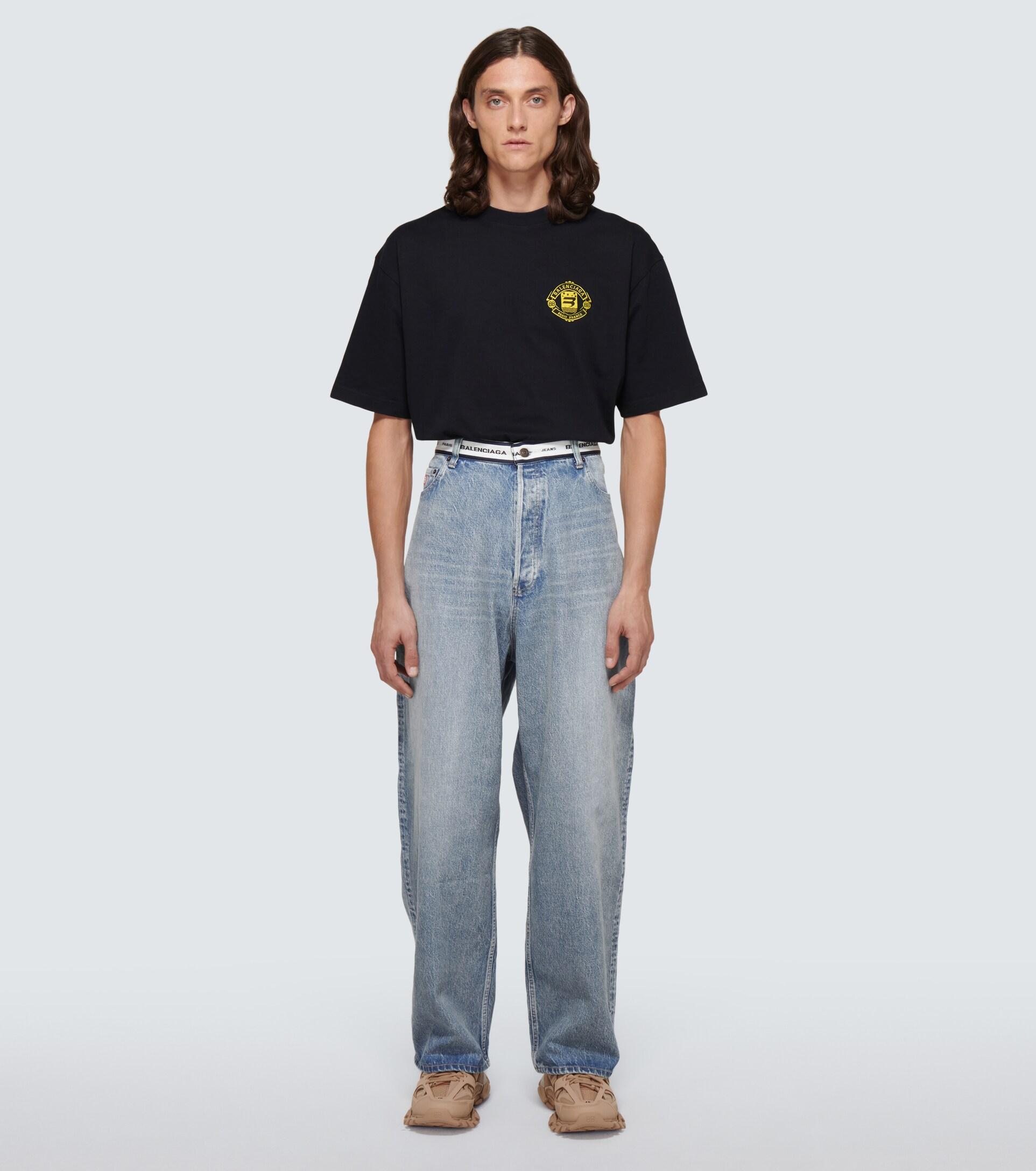 Balenciaga Denim Baggy Jeans With Logo 