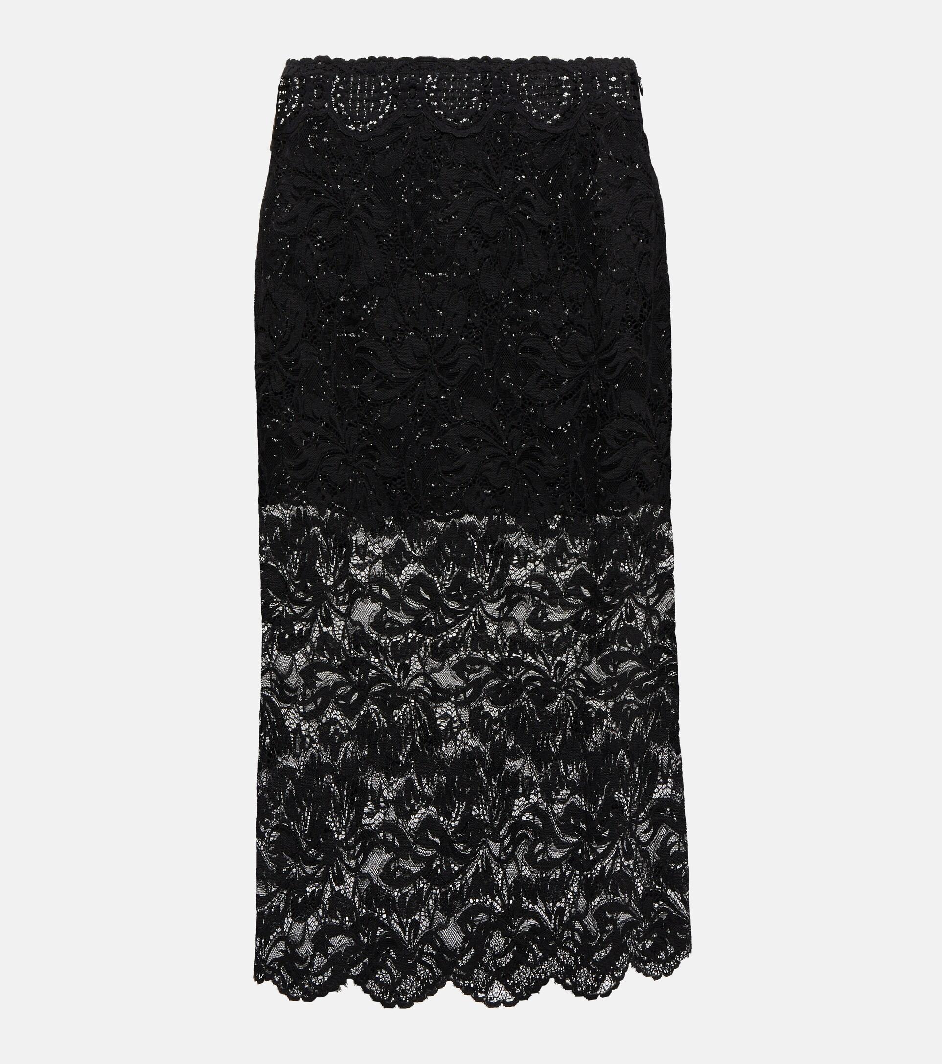 Paco Rabanne Layered Lace Midi Skirt in Black | Lyst