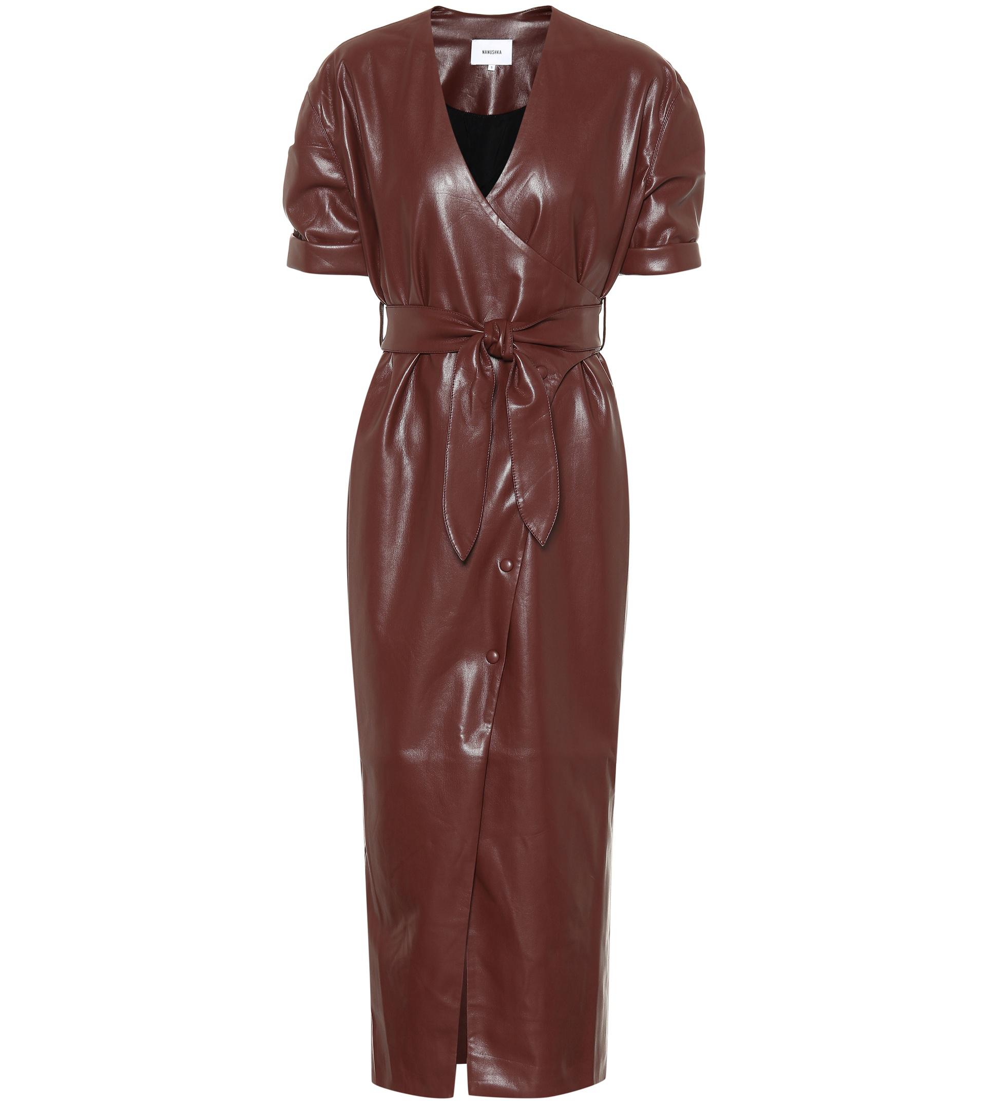 faux leather wrap dress