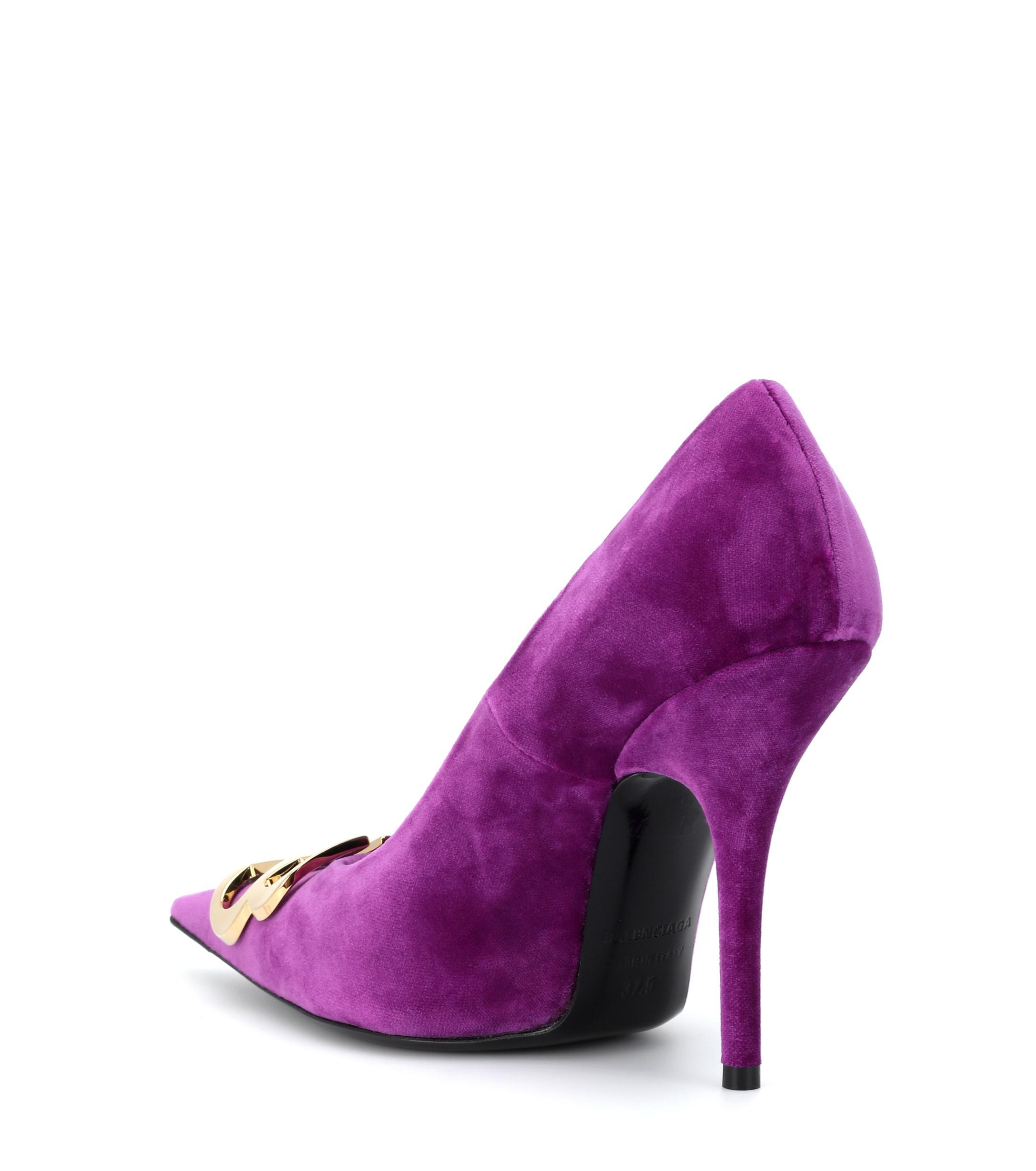 Balenciaga Bb Velvet Pumps in Purple | Lyst