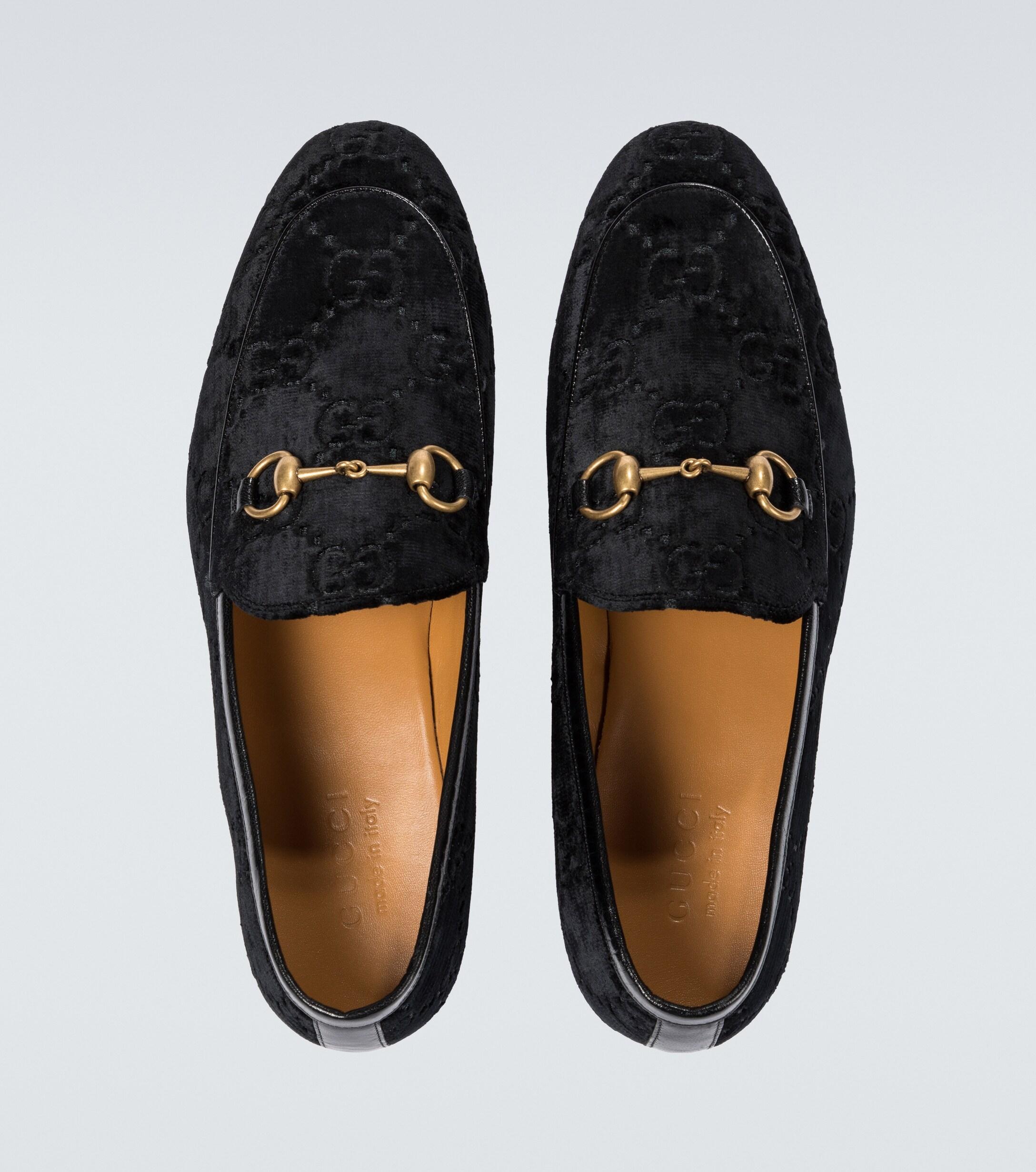 Gucci Jordaan GG Velvet Loafers in Black for Men | Lyst