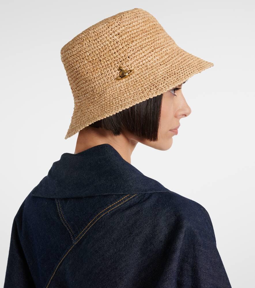 【Vivienne Westwood】 Orb raffia bucket hat Vivienne Westwood Orb Raffia Bucket Hat in Natural | Lyst