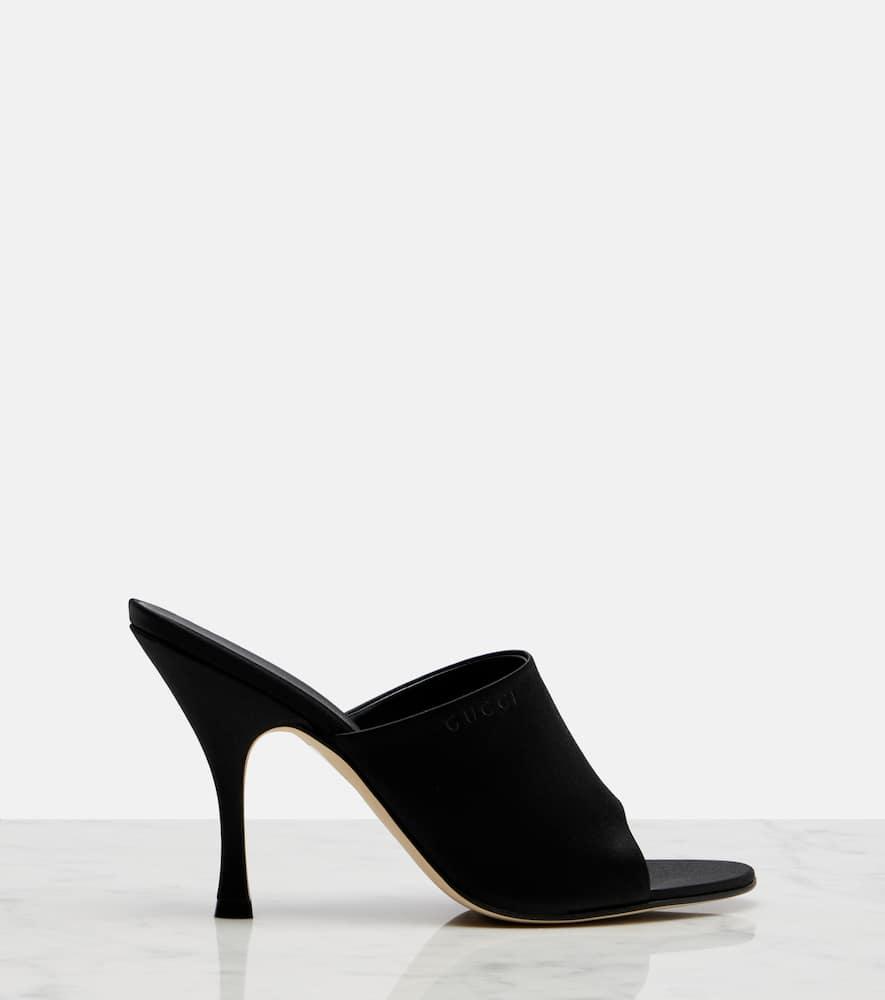 Gucci Satin Mules in Black | Lyst