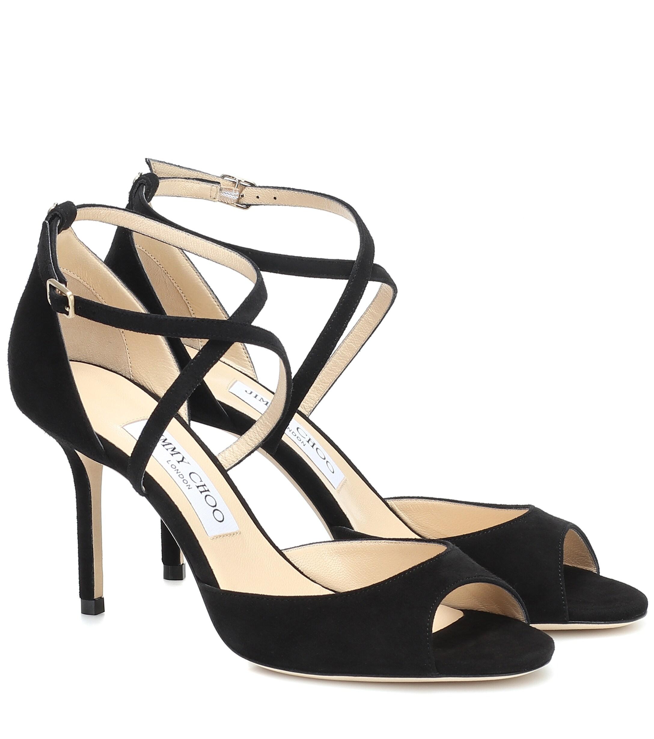 Jimmy Choo Emsy 85 Suede Sandals in Black Lyst