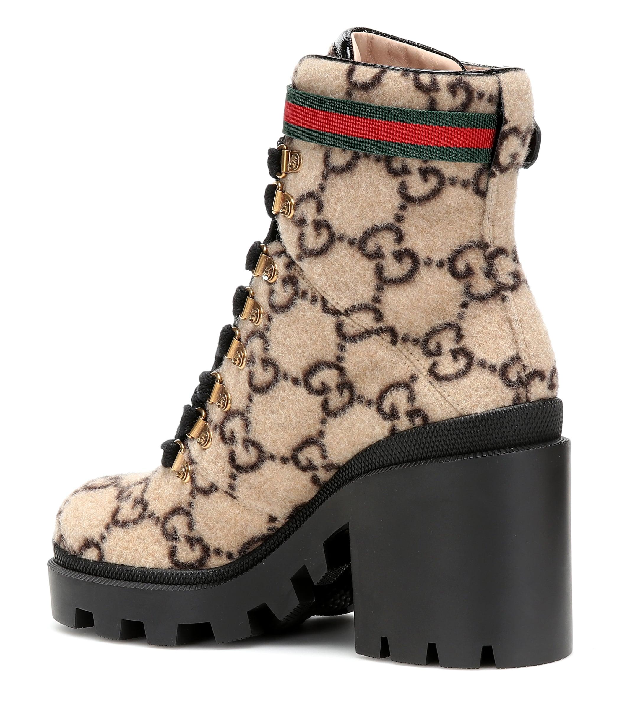 Gucci GG Wool Ankle Boot in Beige (Brown) - Lyst