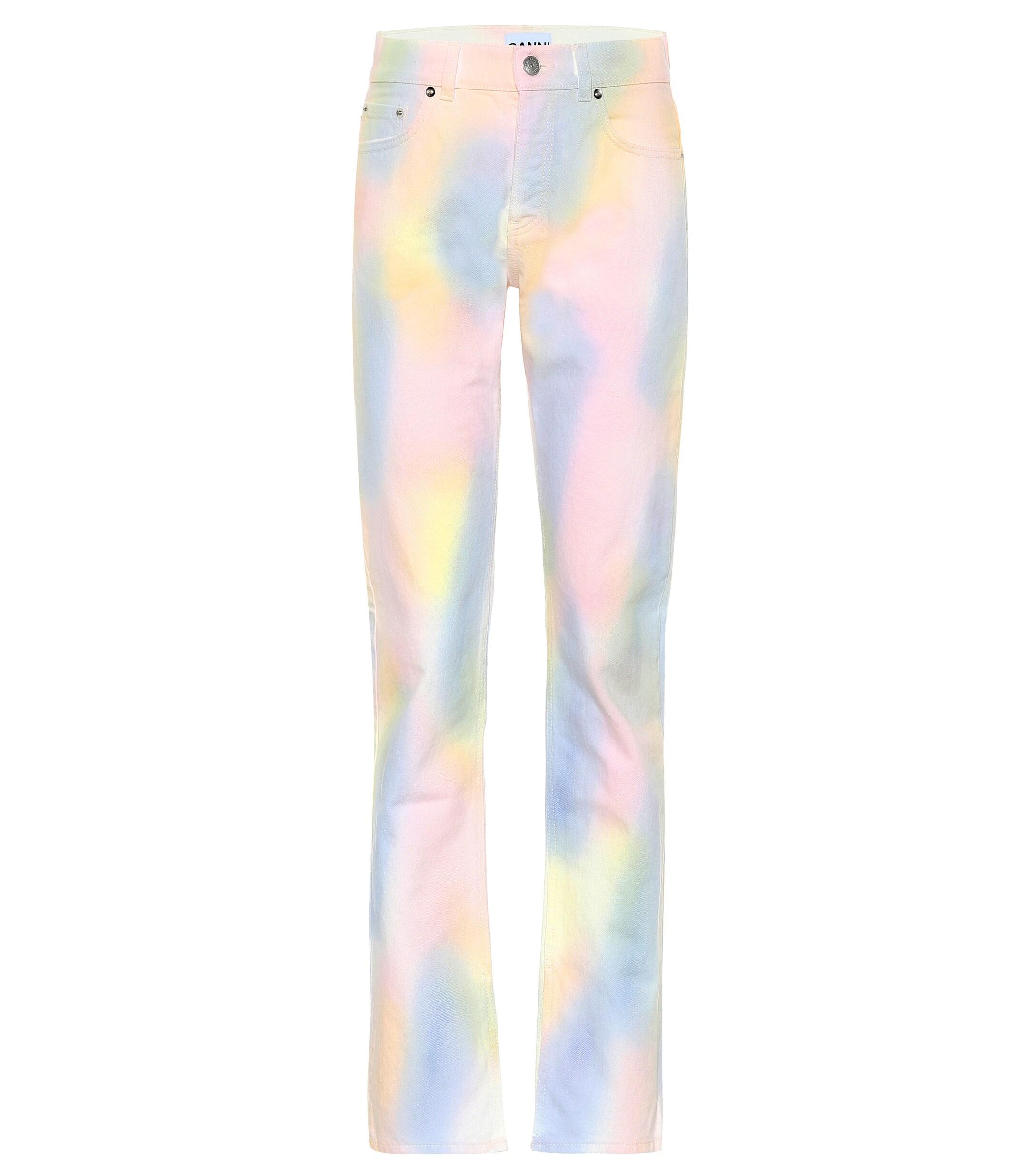 Ganni Denim Highrise Straight Rainbow Jeans Lyst