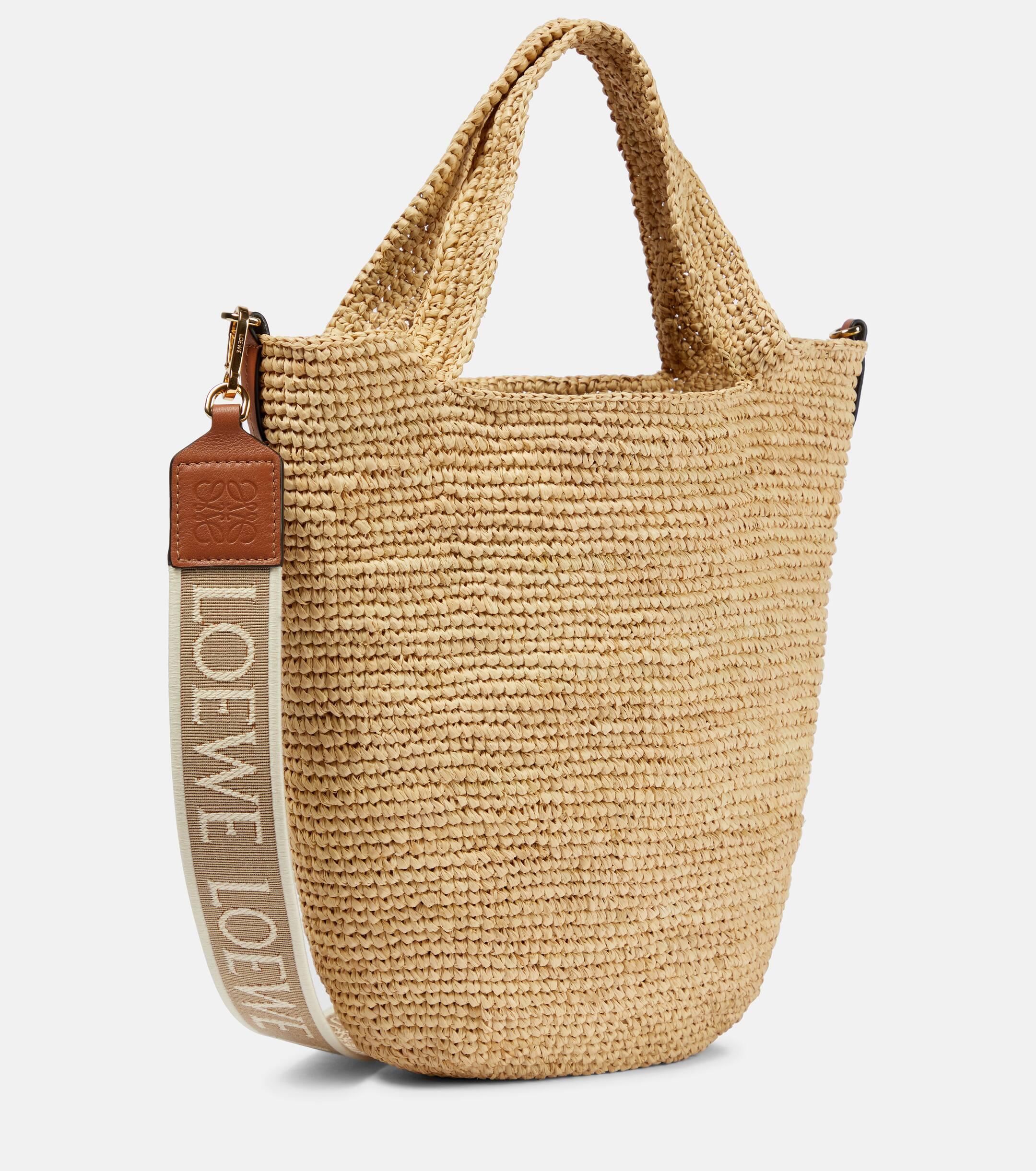 Loewe woven raffia tote top