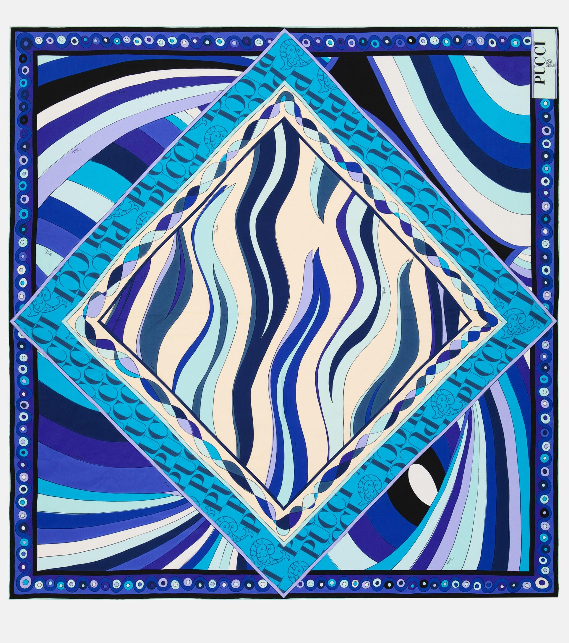 Emilio Pucci Printed Silk Scarf in Blue
