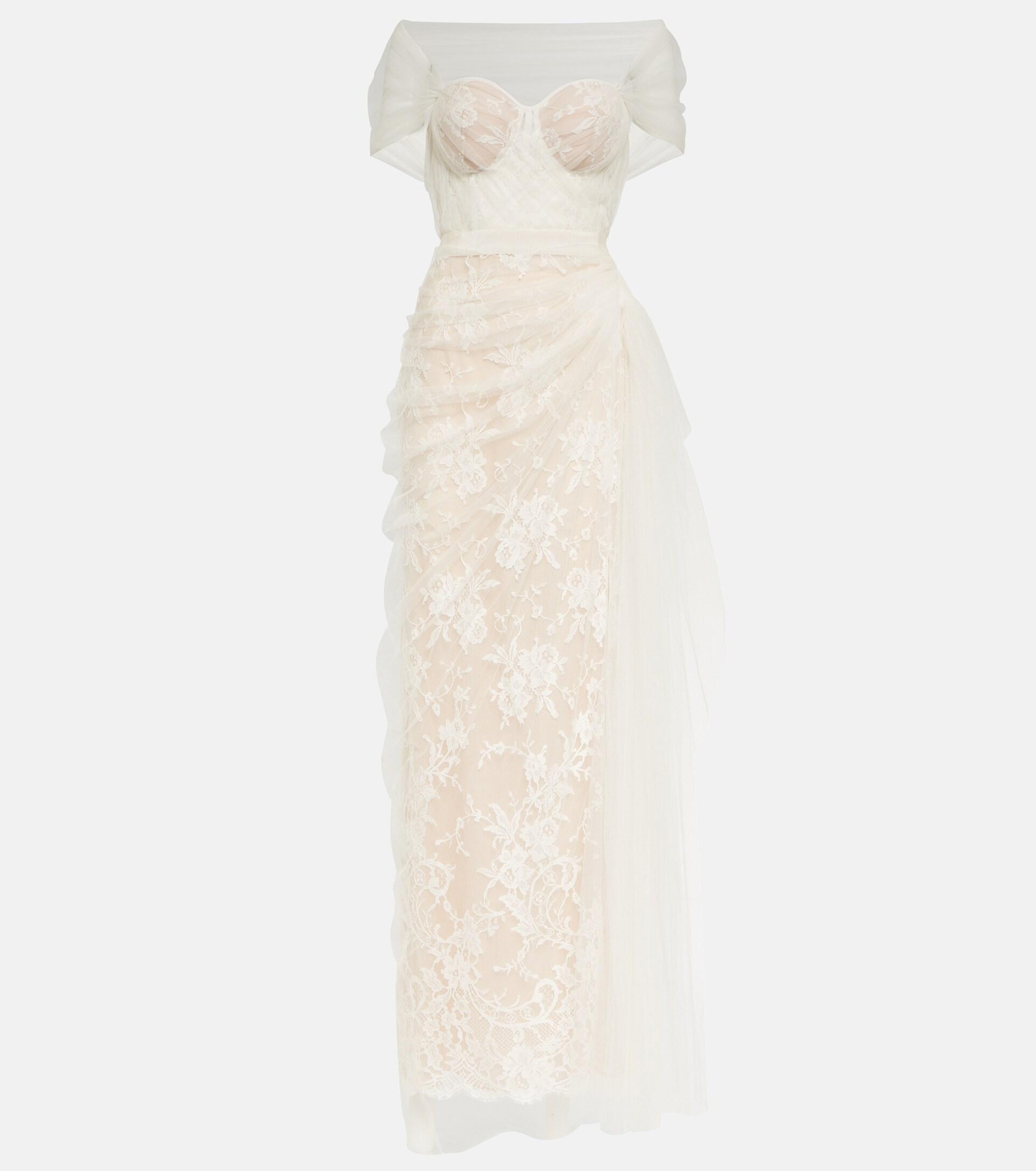 Alexander McQueen Bridal Guipure Lace And Tulle Gown in White | Lyst