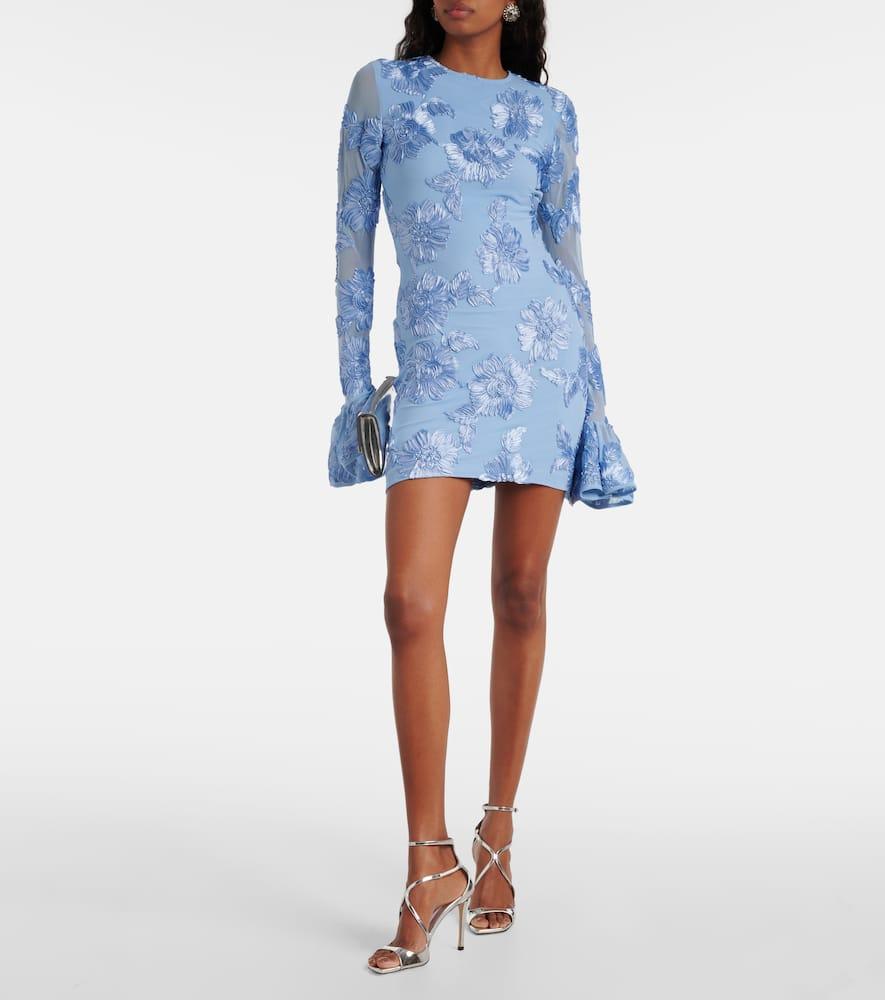 ROTATE ワンピース Bridal Rosita floral-applique mesh 926701 Bridal Rosita floral-appliqué mesh minidress in white