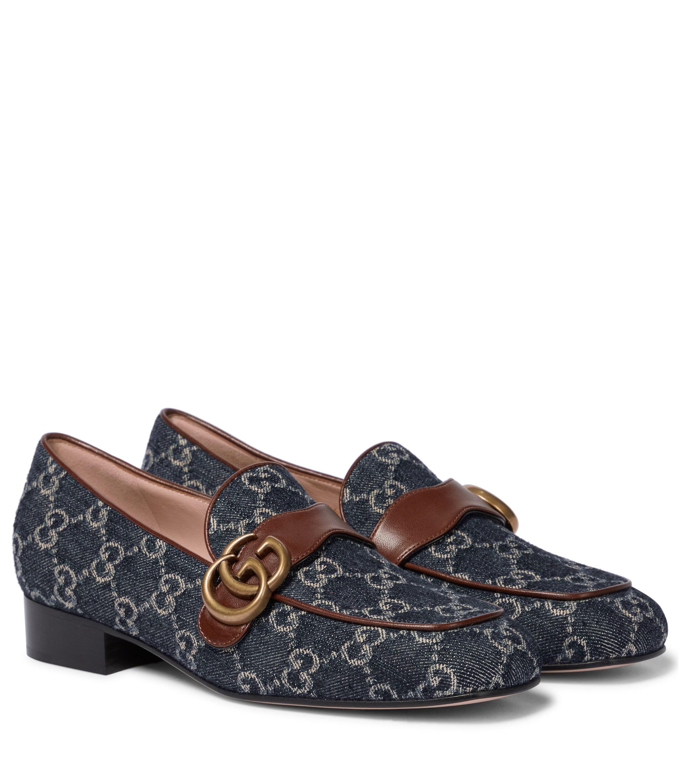 Gucci GG Marmont Denim Loafers in Blue