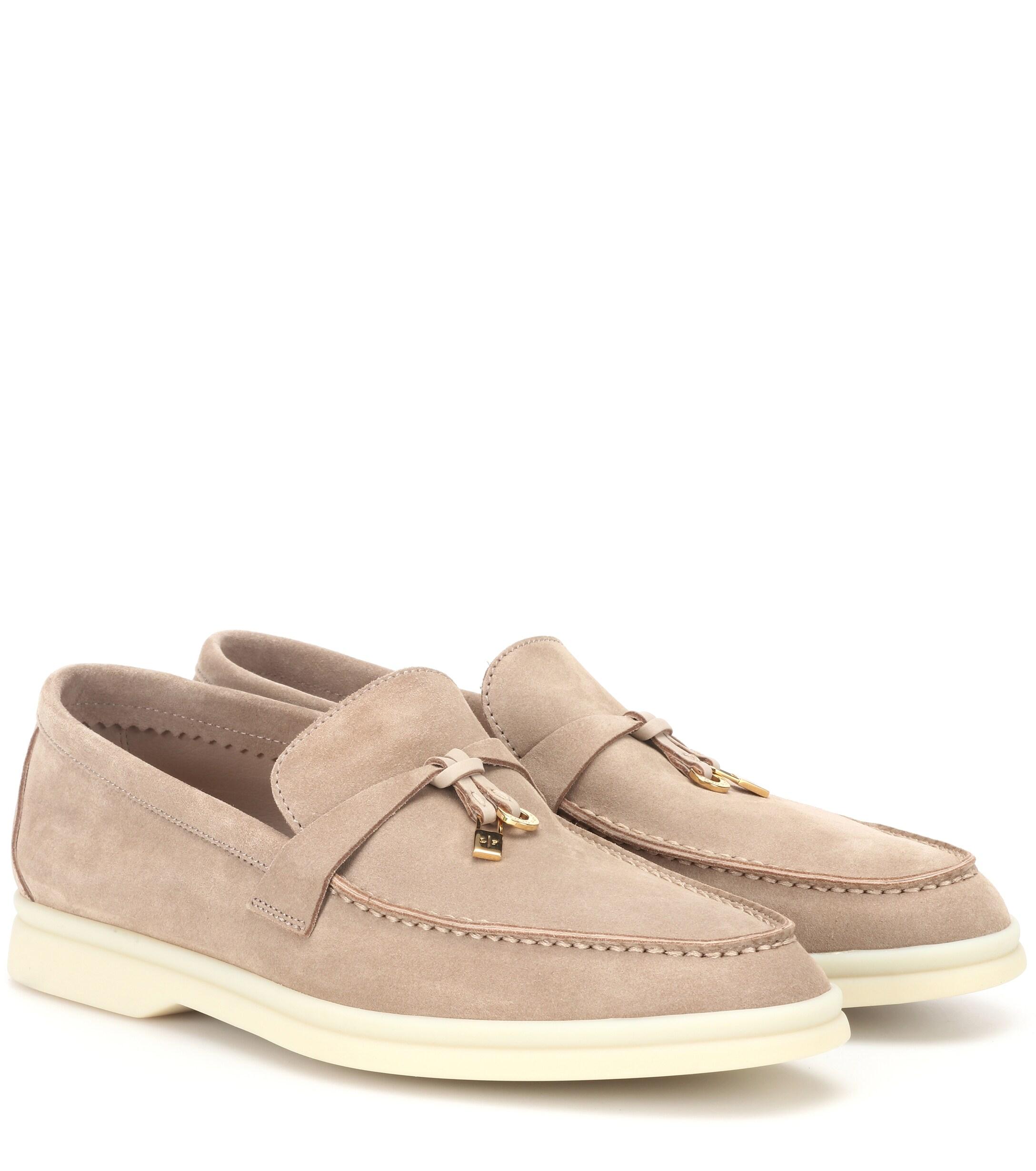 Loro Piana Summer Charms Walk Suede Loafers in Natural | Lyst