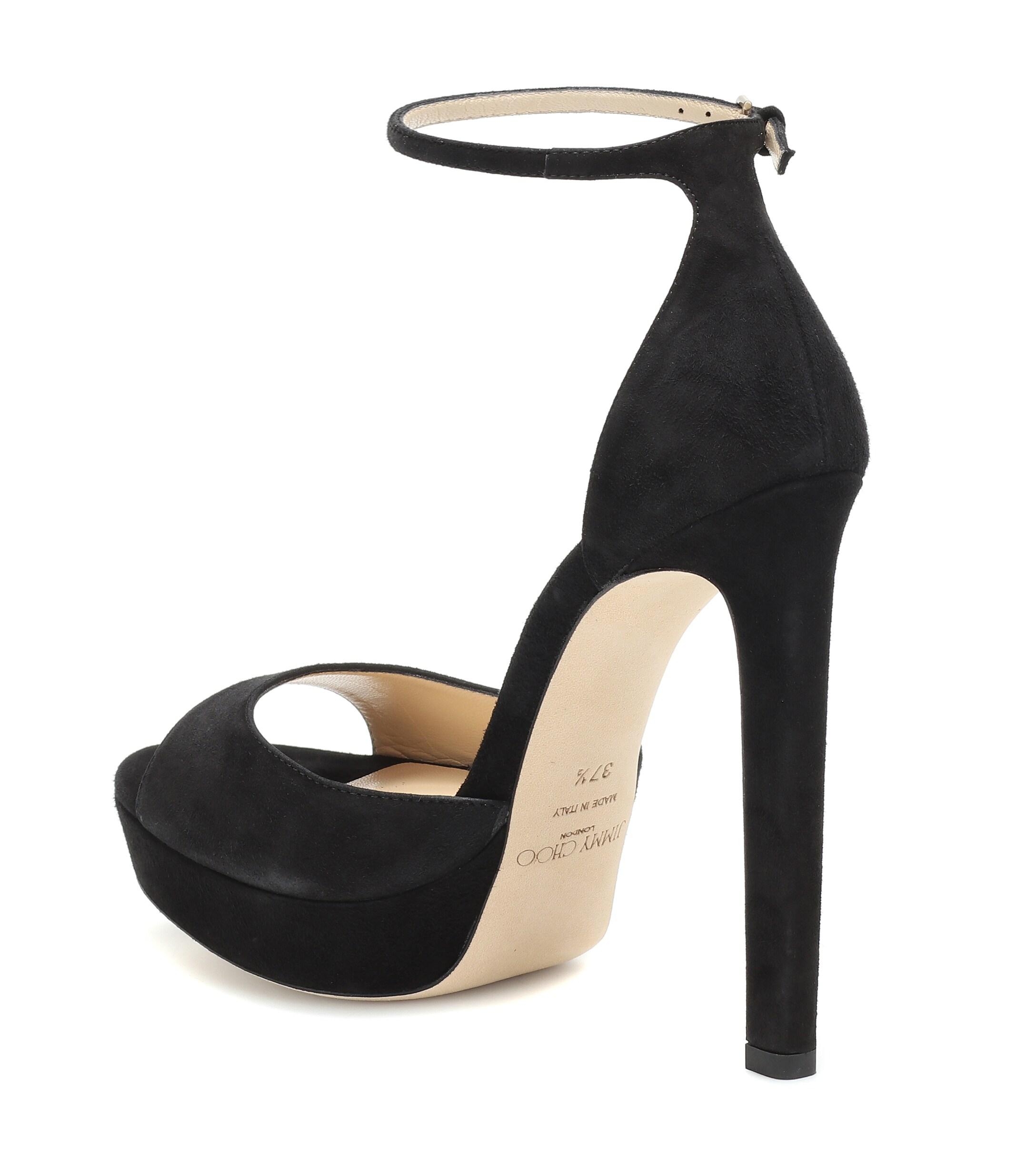 Jimmy Choo Pattie 130 Suede Platform Sandals in Black | Lyst