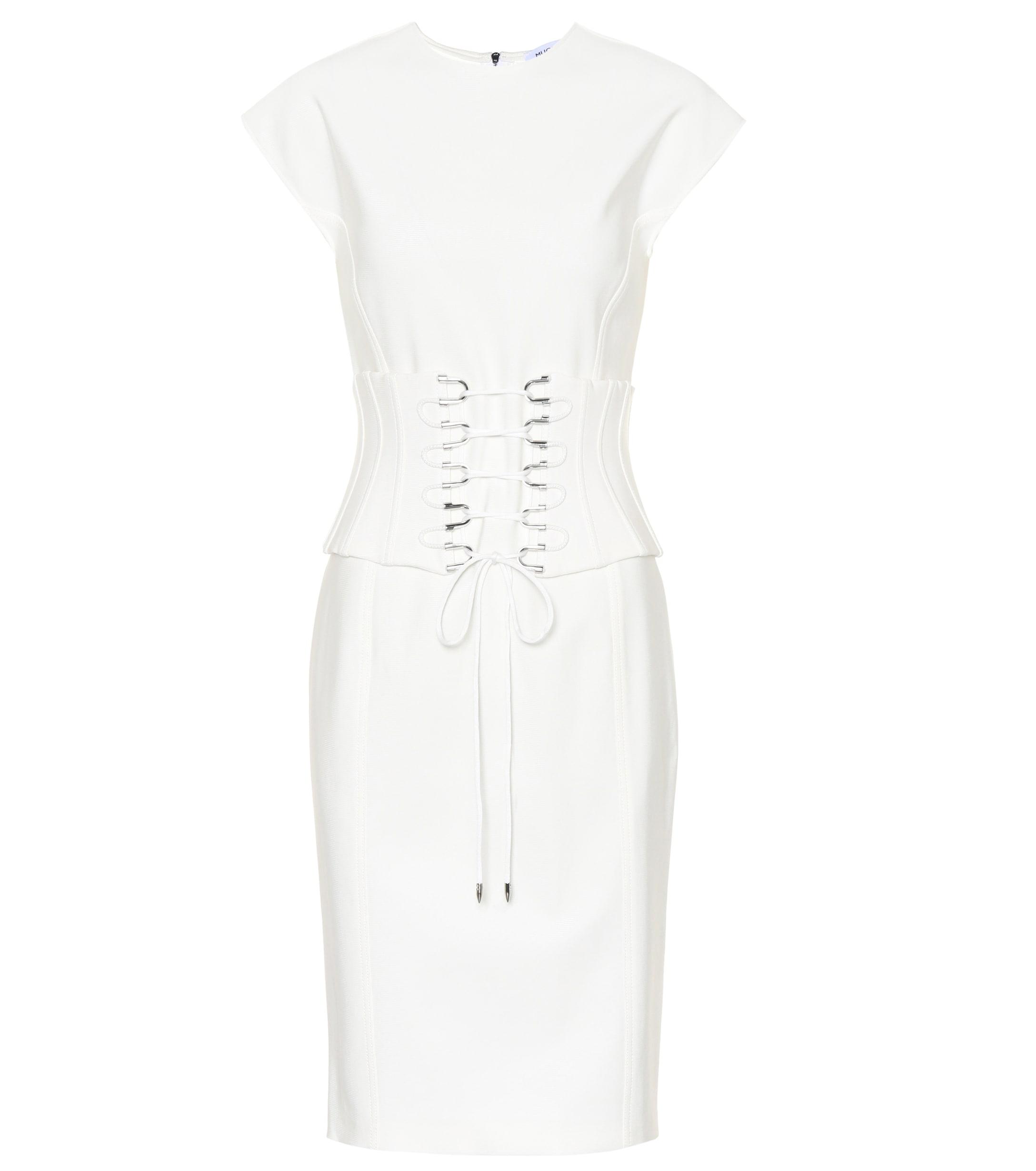 Mugler Synthetic Stretch-jersey Corset Dress in White - Lyst
