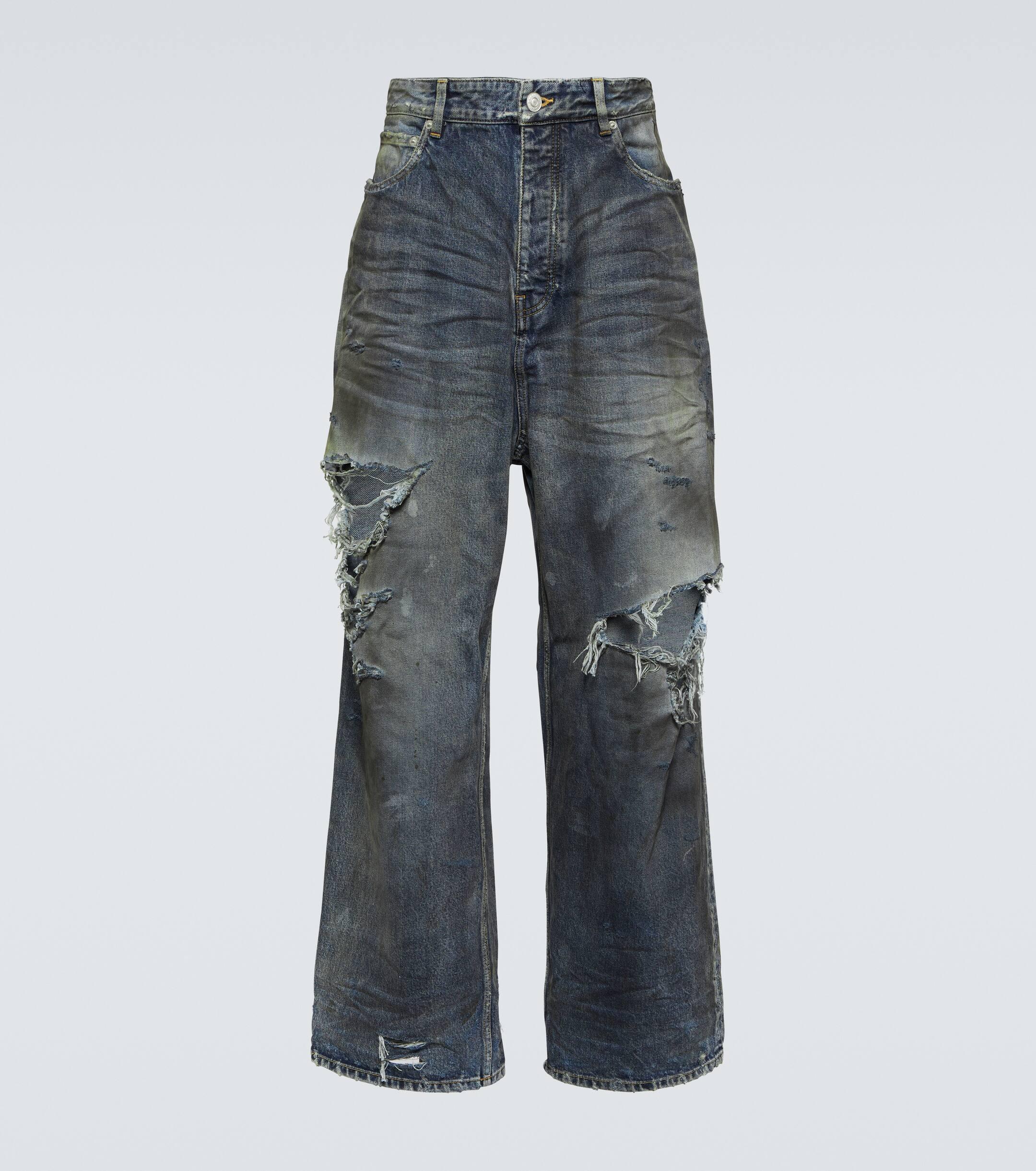 Balenciaga Distressed Wide-Leg Jeans in Blue for Men | Lyst UK