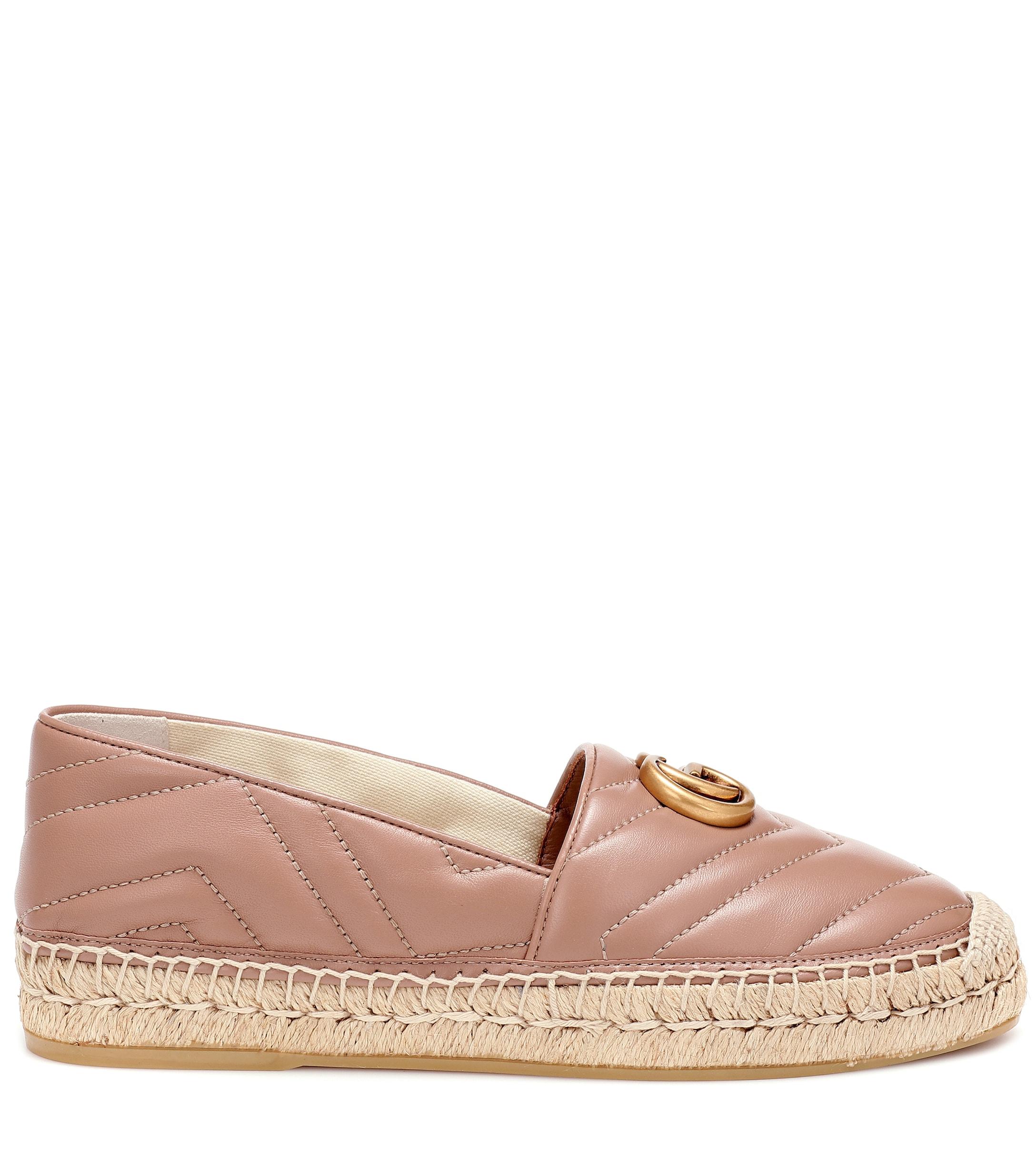 Gucci Leather Espadrille With Double G in Pink | Lyst