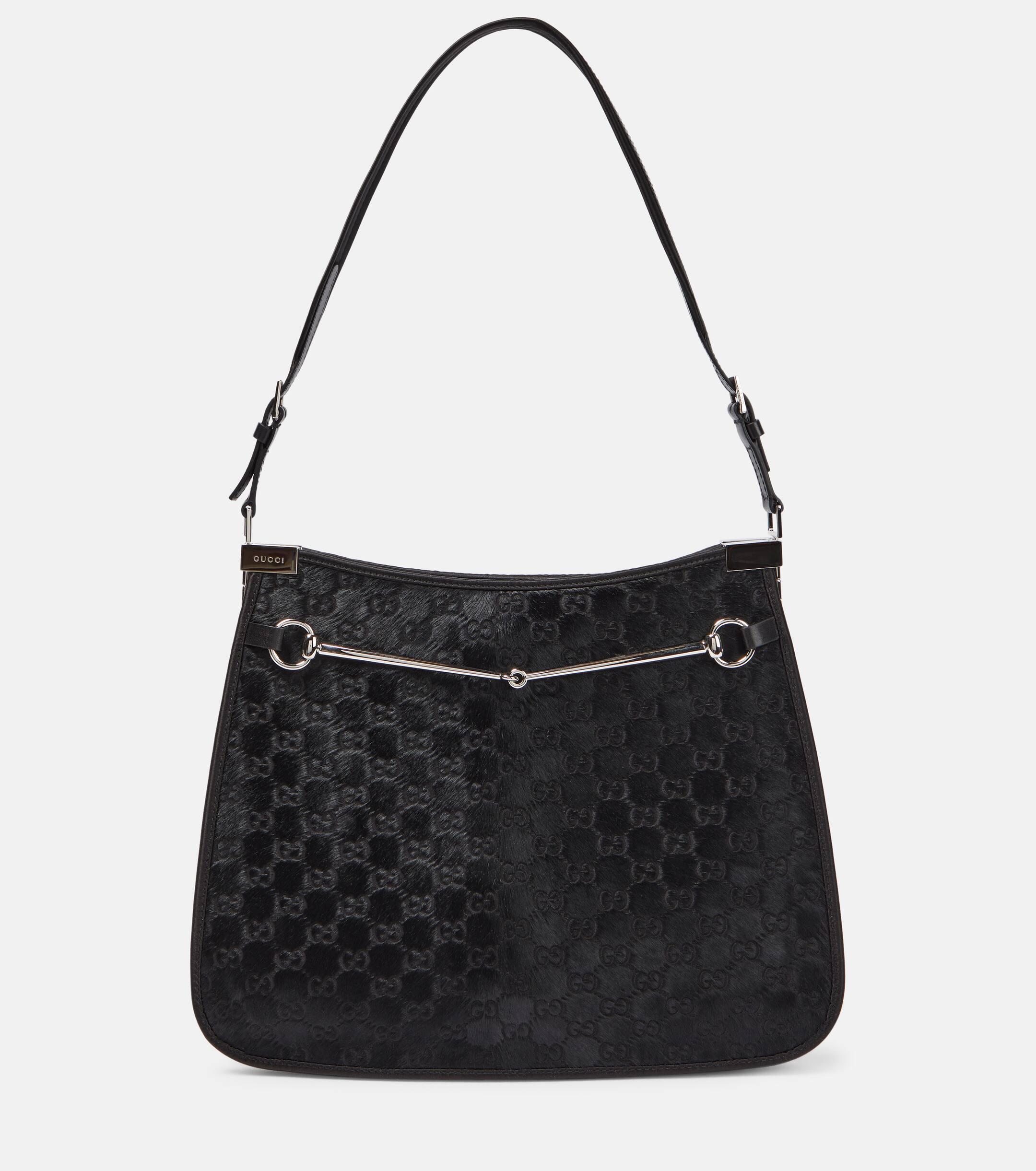 Gucci Horsebit Medium GG Calf Hair Shoulder Bag in Black Lyst UK
