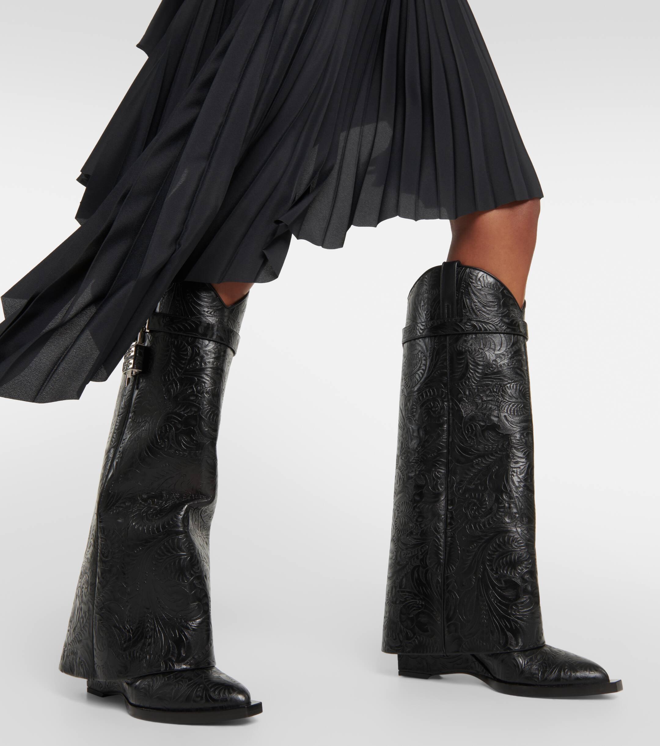 Knee High Boots Bottes Shark Givenchy Shark Lock Cowboy Leather