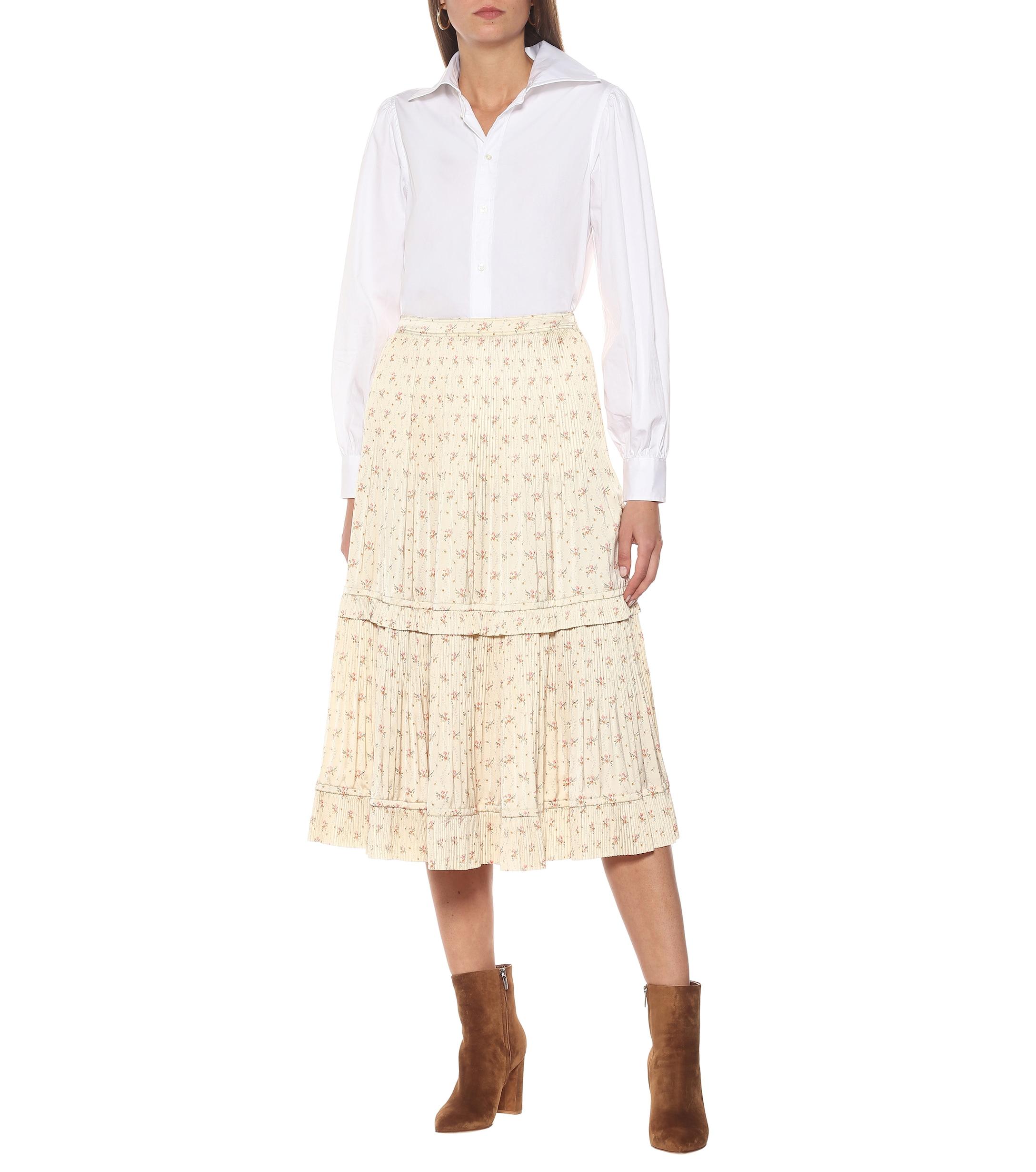 Polo Ralph Lauren Floral Midi Skirt in White - Lyst