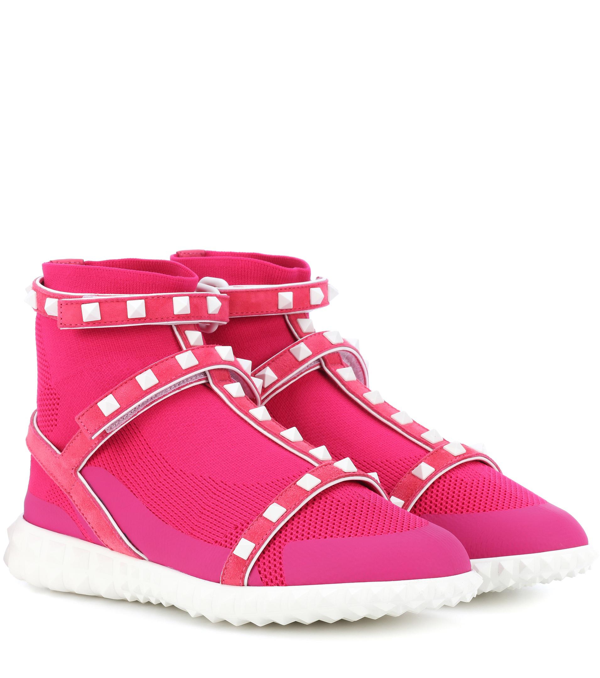 Valentino Garavani Free Rockstud High-top Sneakers in Fuchsia (Pink ...