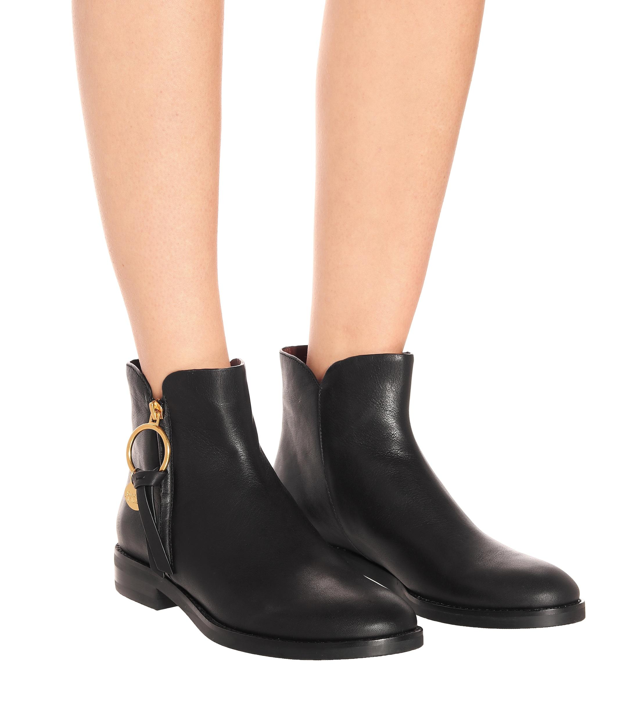 See By Chloé Leather Ankle Boots in Black Lyst