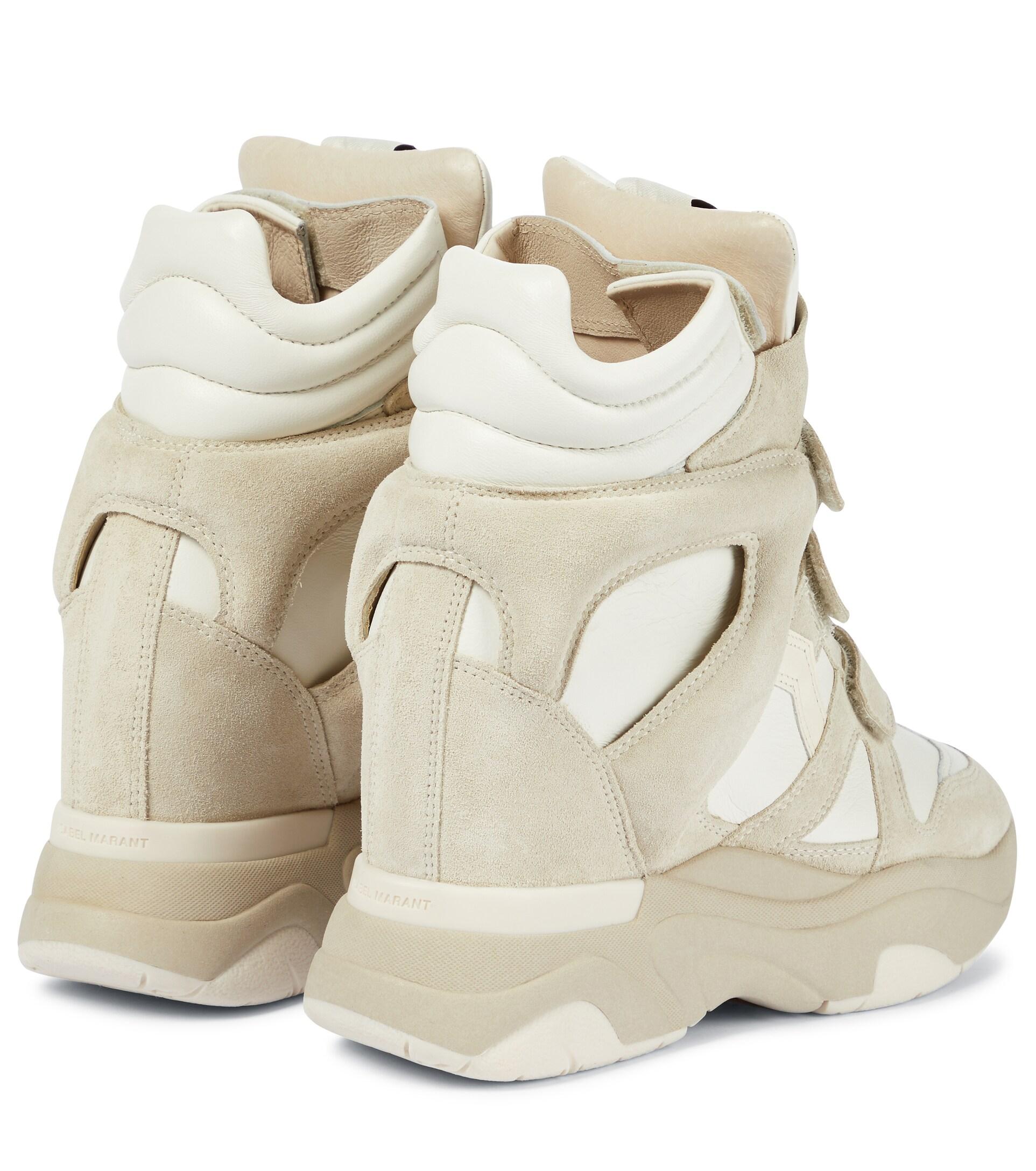 Isabel Marant Balskee Leather Wedge Sneakers in White | Lyst