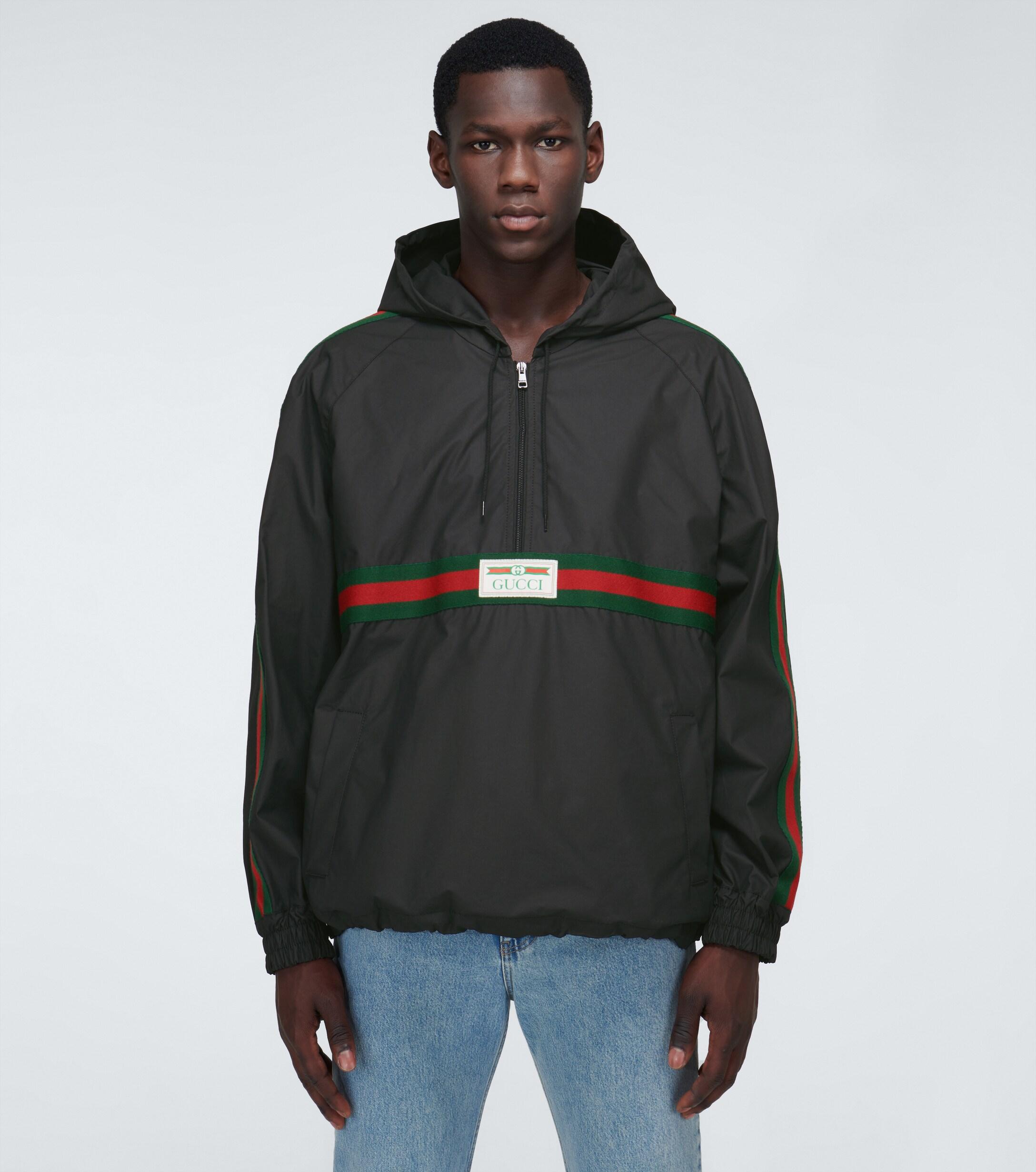 coated cotton windbreaker with gucci label