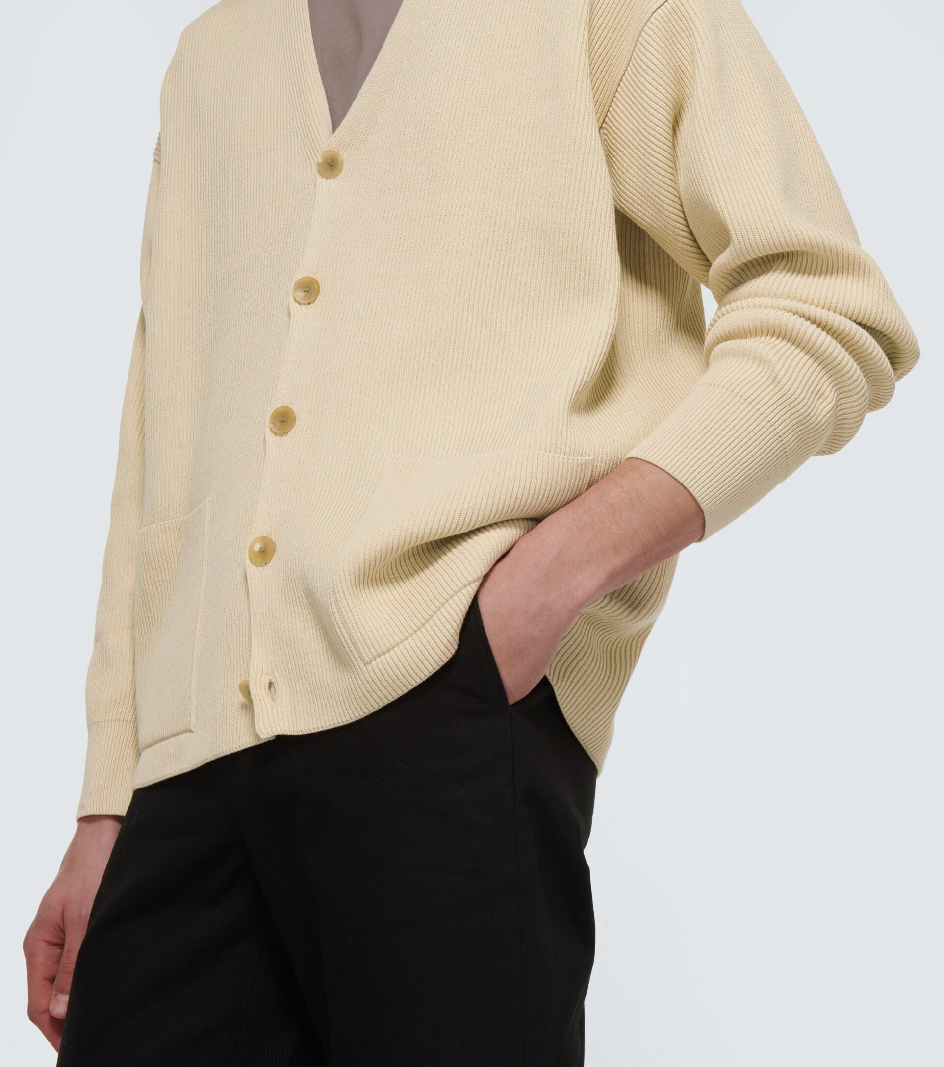 AURALEE Ribbed-knit Cotton Cardigan in Ivory (White) for Men | Lyst