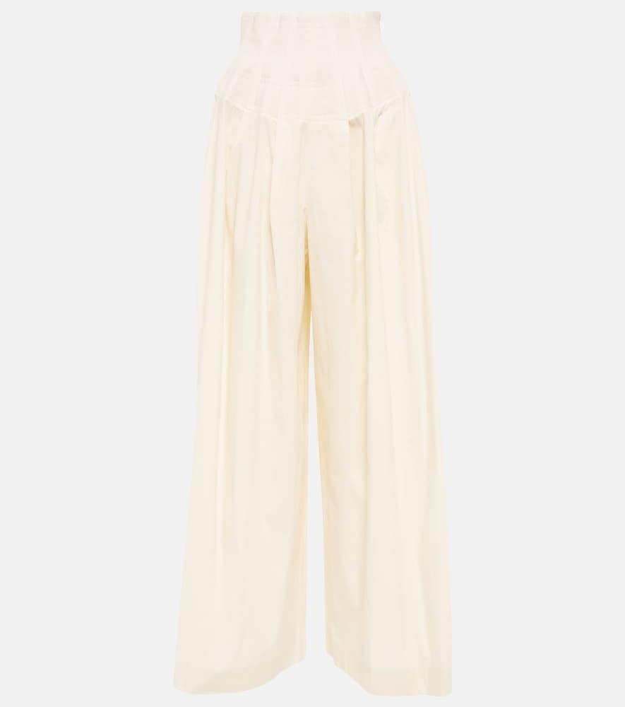 The Row Trude Cotton High-rise Wide-leg Pants in Natural | Lyst