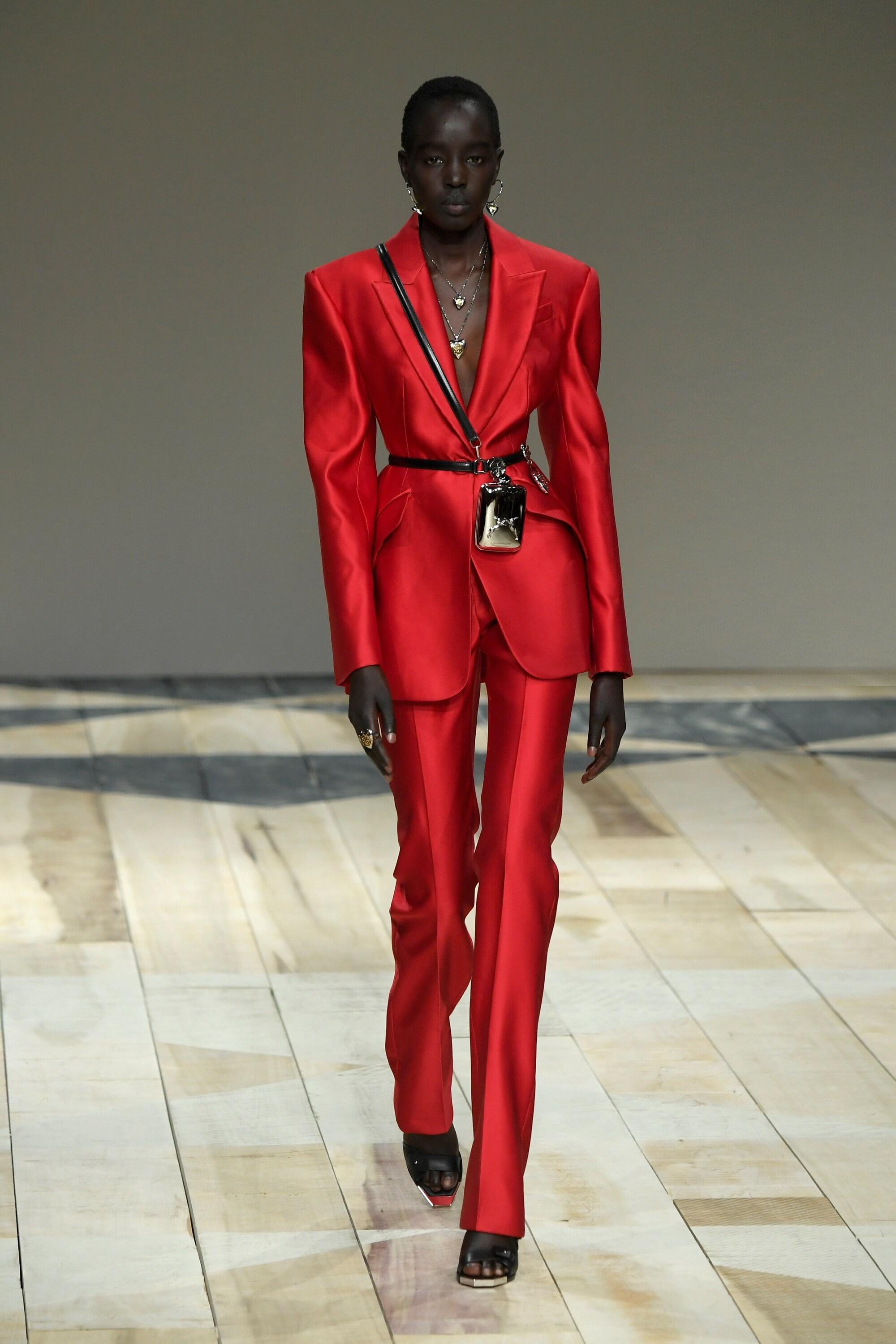 red silk blazer