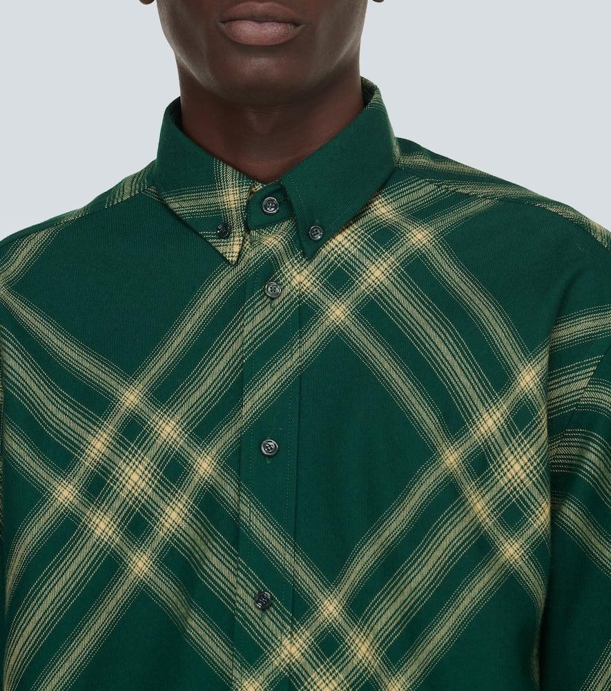 24AW new/Burberry チェックウールシャツ Shirt Green Checked wool shirt in green - Burberry | Mytheresa