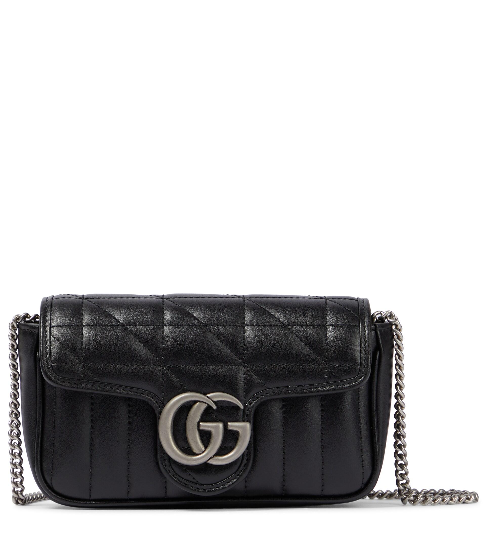 Gucci GG Marmont Super Mini Black Leather Shoulder Bag - MyDesignerly