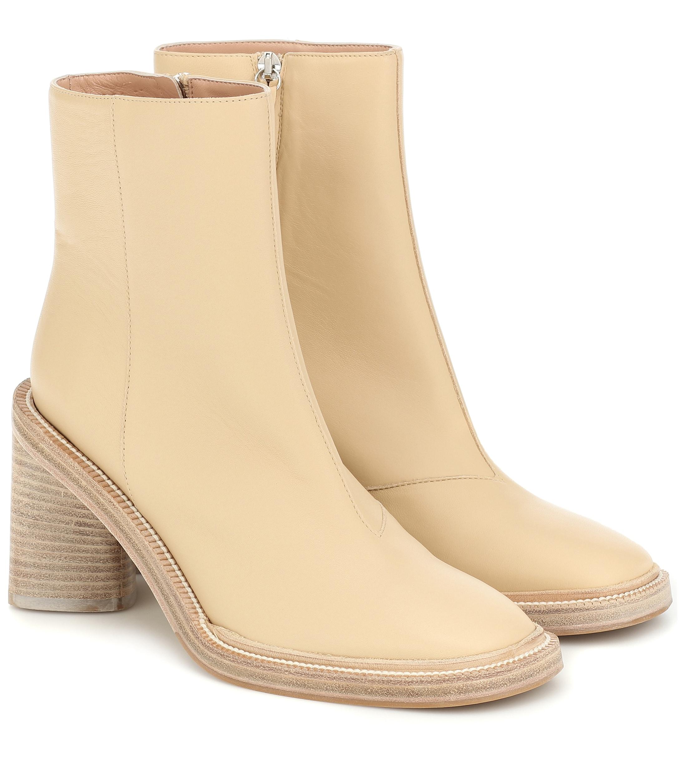 beige ankle boots with heel