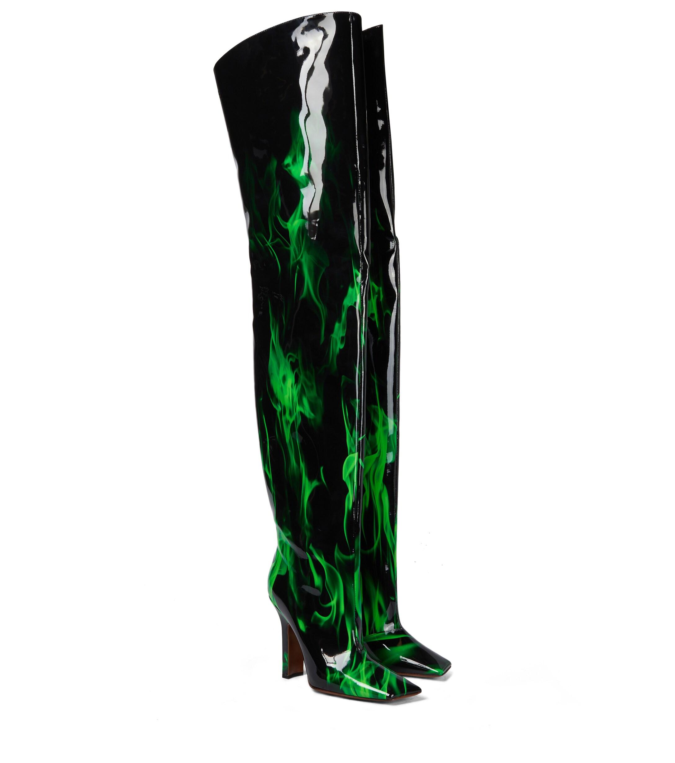 Vetements Boomerang Patent Leather Over-the-knee Boots in Green | Lyst